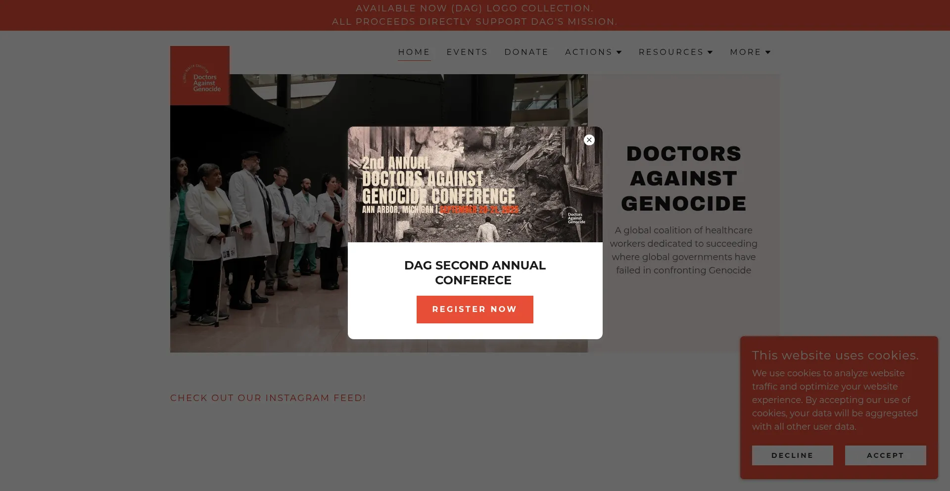 Website screenshot of Doctorsagainstgenocide.org