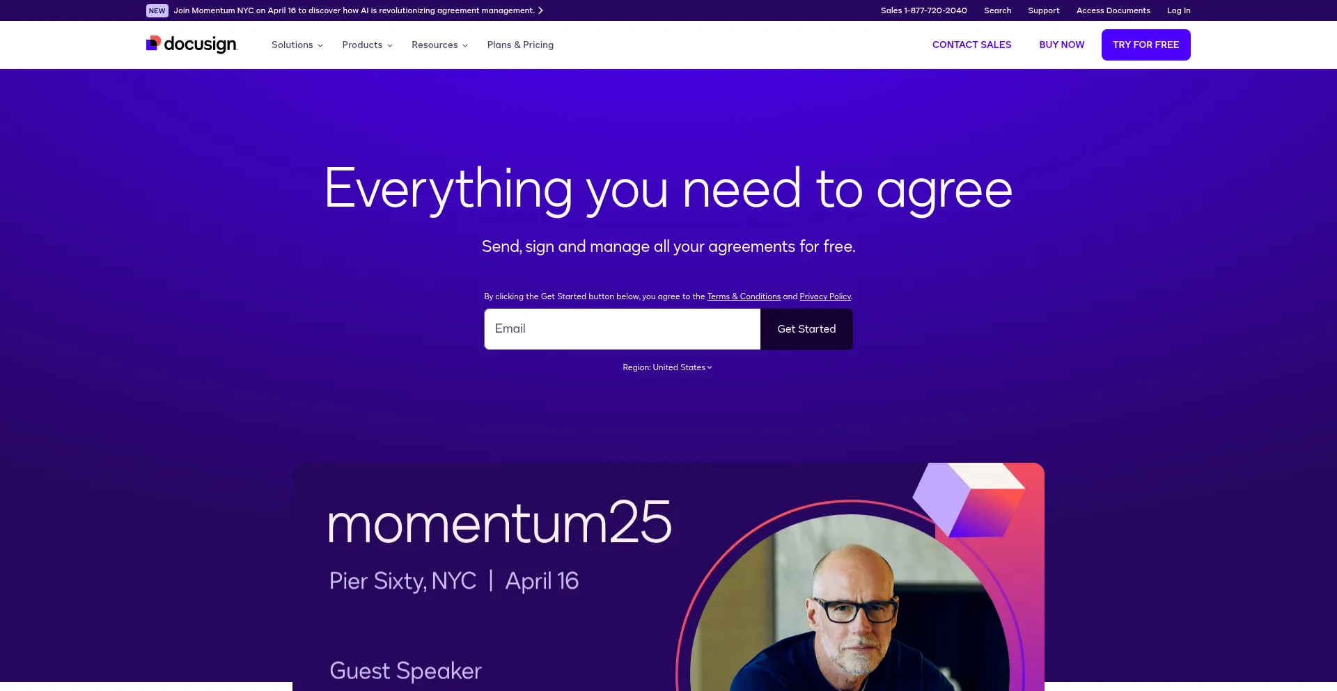 Website screenshot of Docusign.com