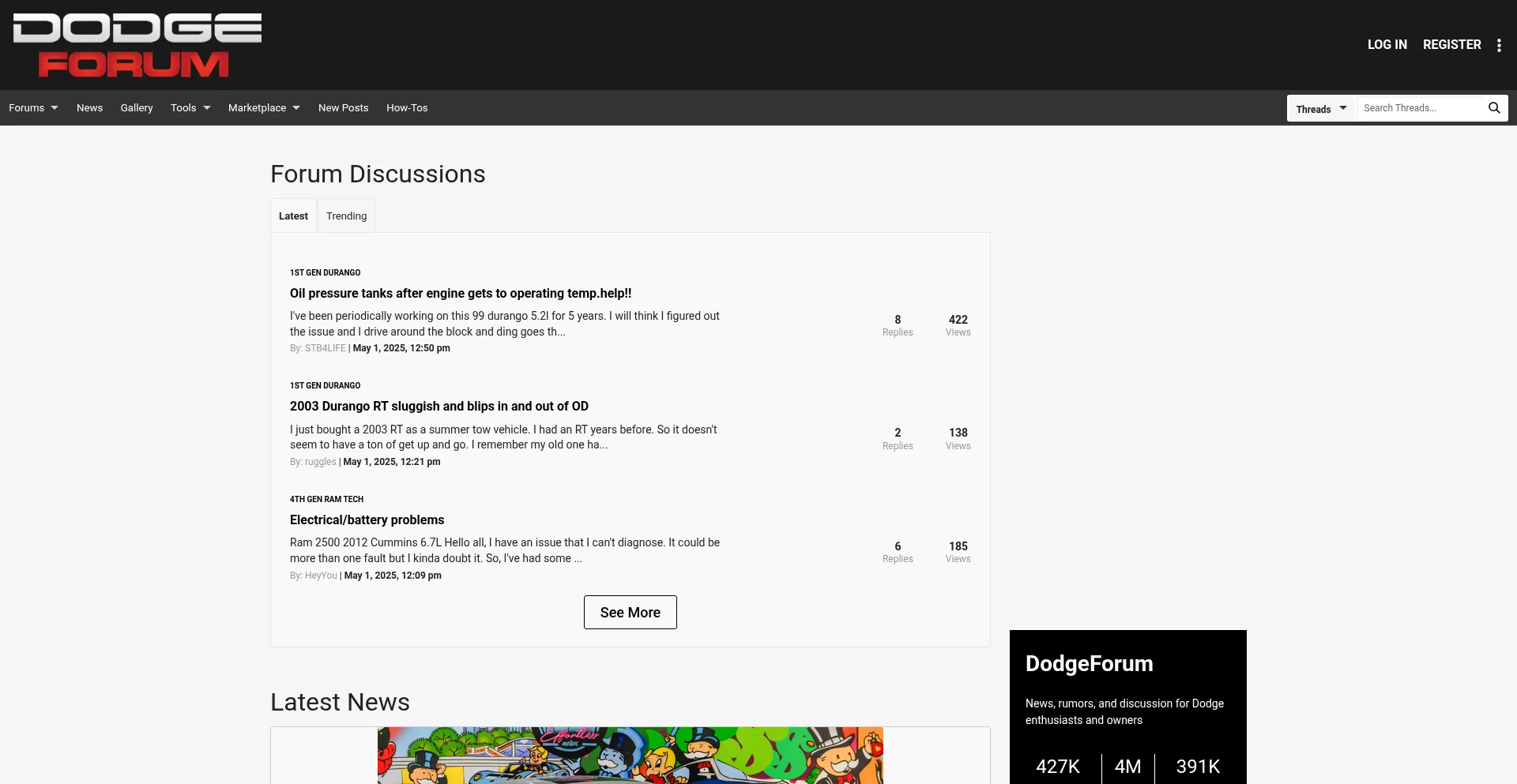 Website screenshot of Dodgeforum.com