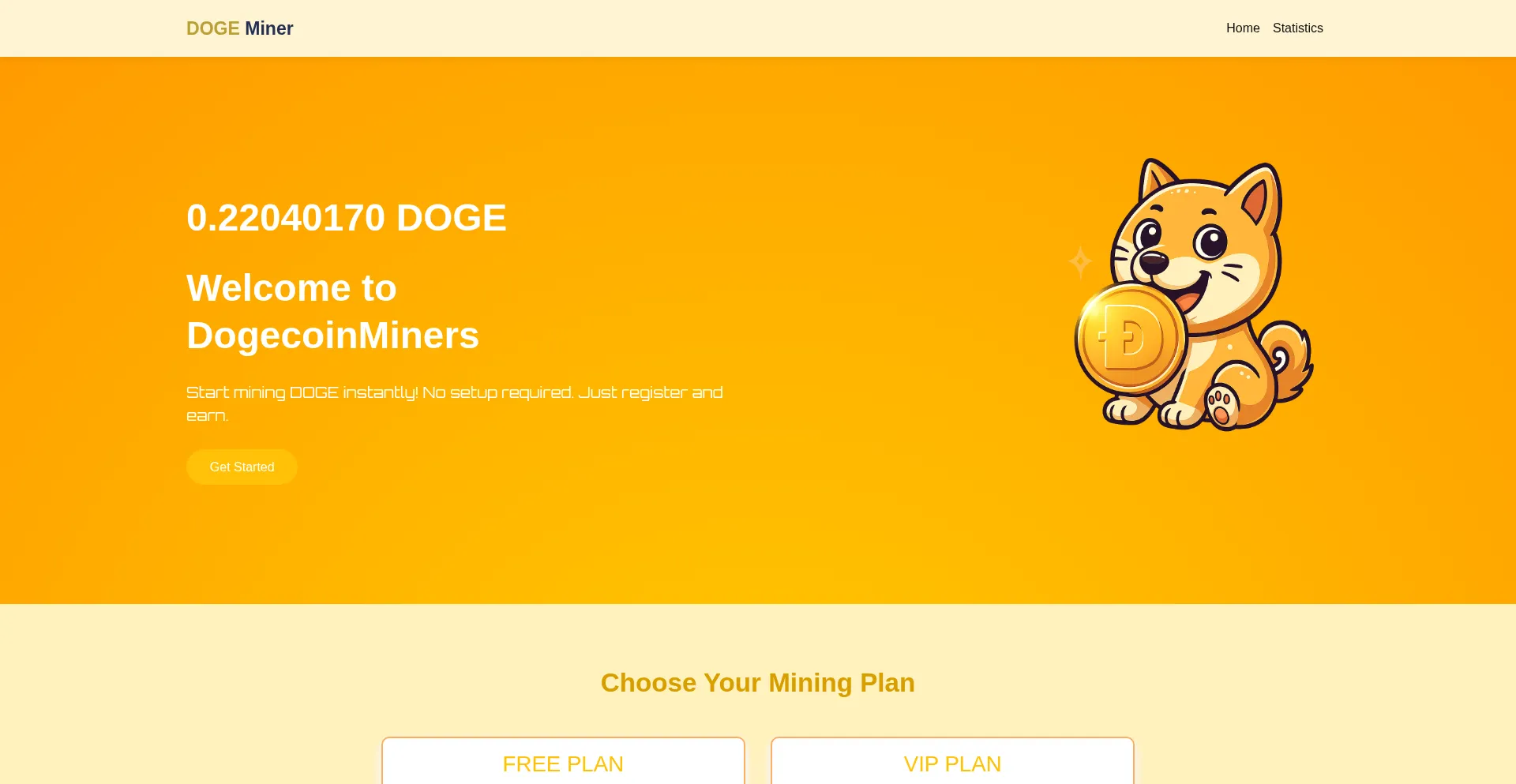 Website screenshot of Dogecoinminers.site