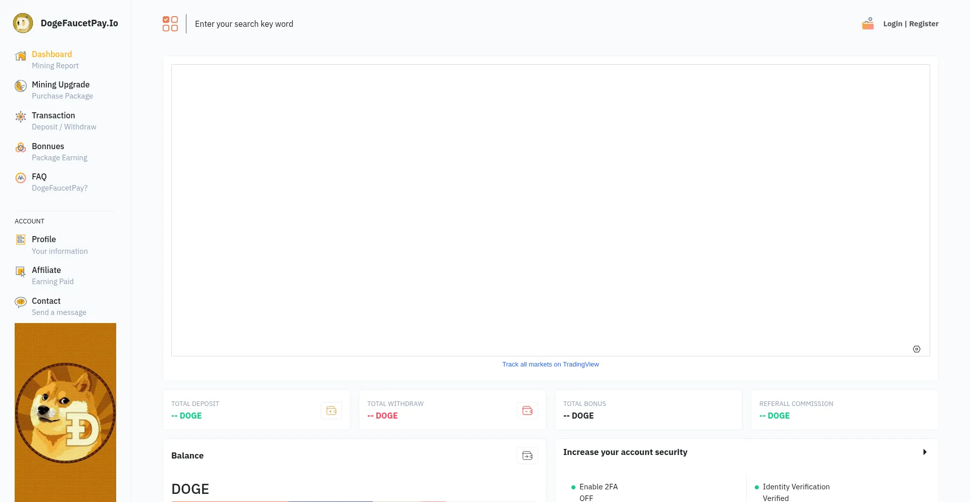 Website screenshot of Dogefaucetpay.io