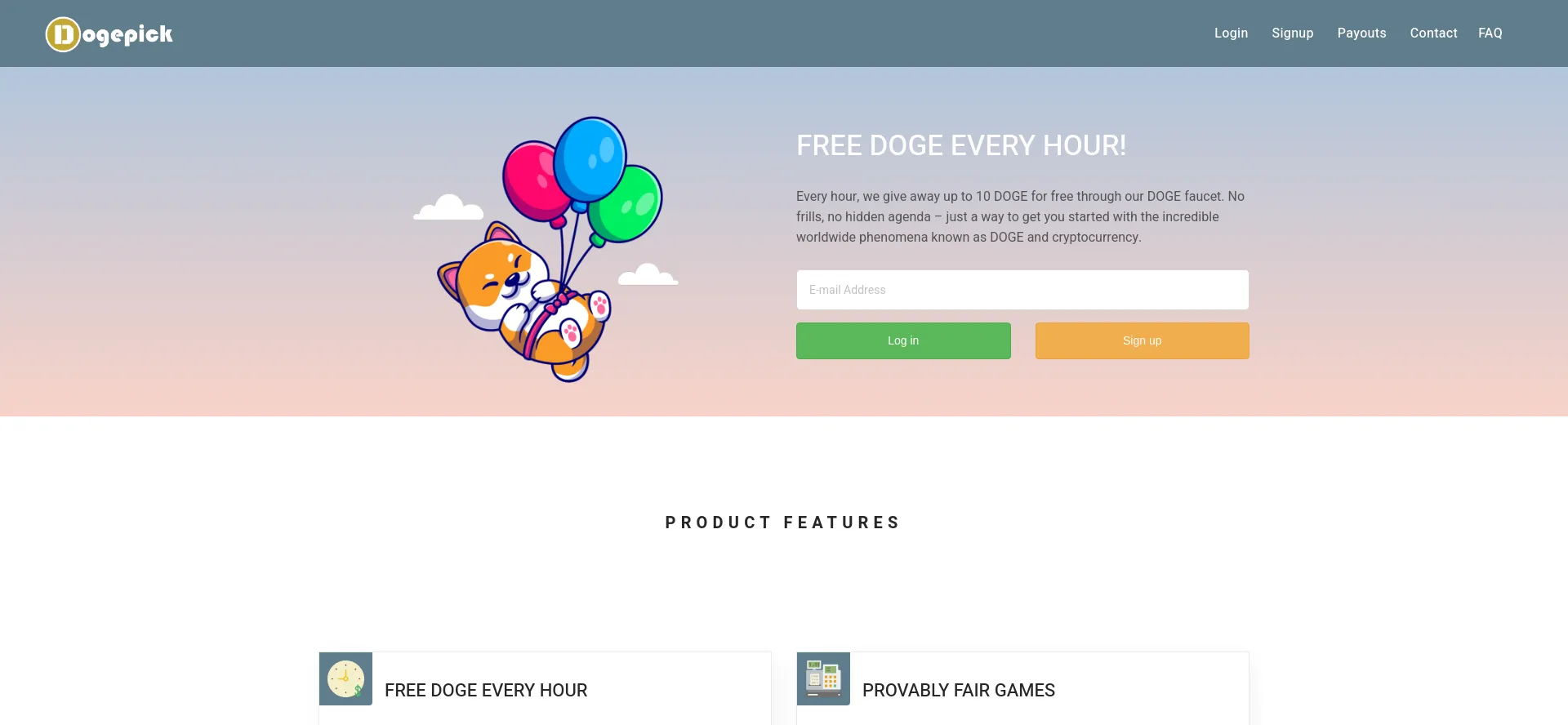Website screenshot of Dogepick.io
