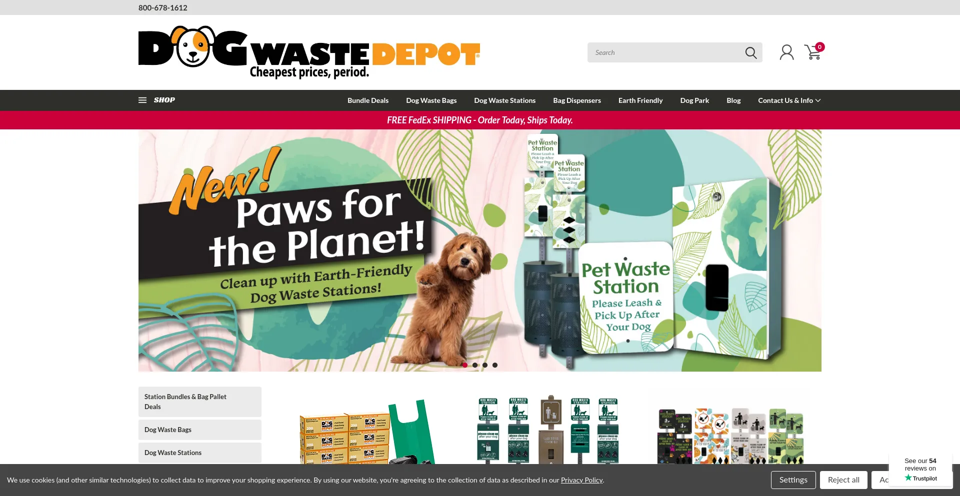 Website screenshot of Dogwastedepot.com