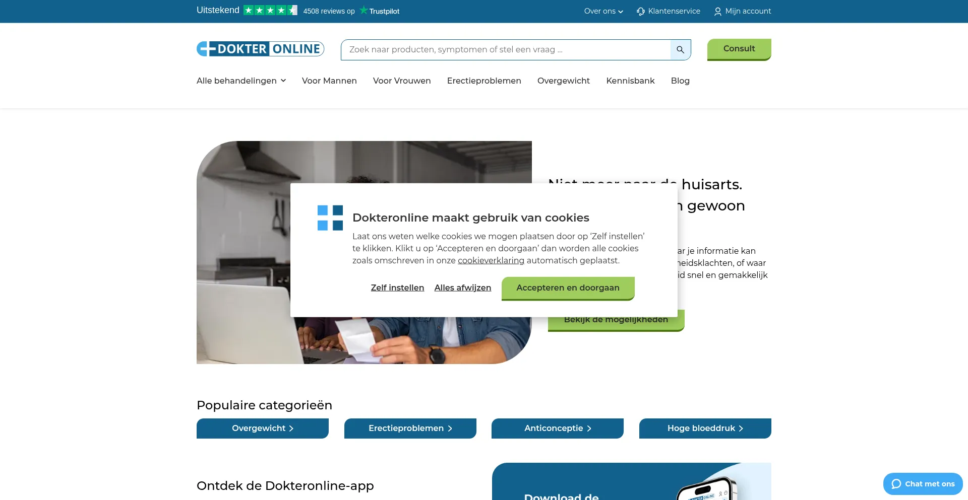 Website screenshot of Dokteronline.nl