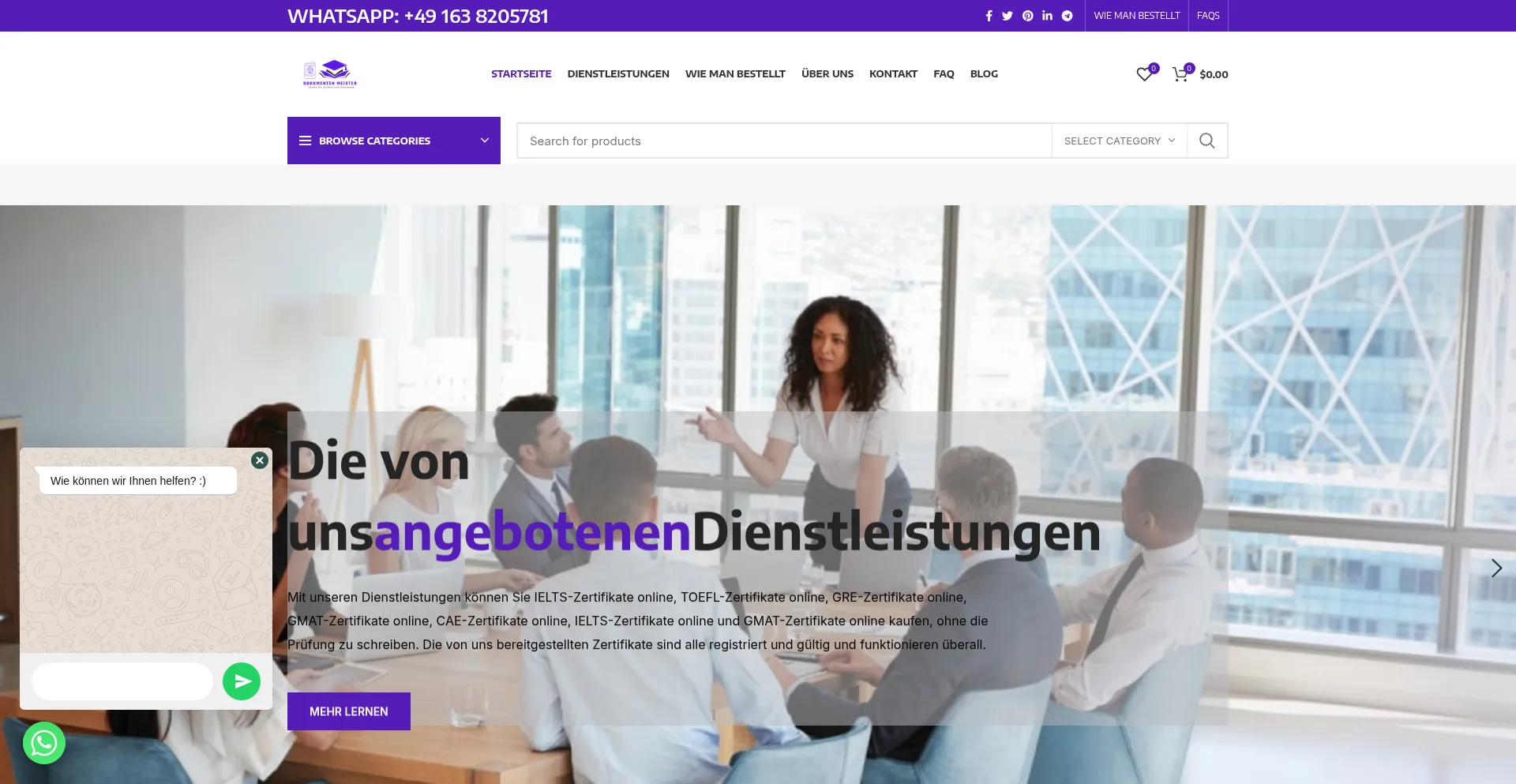 Website screenshot of Dokumentenmeister.com