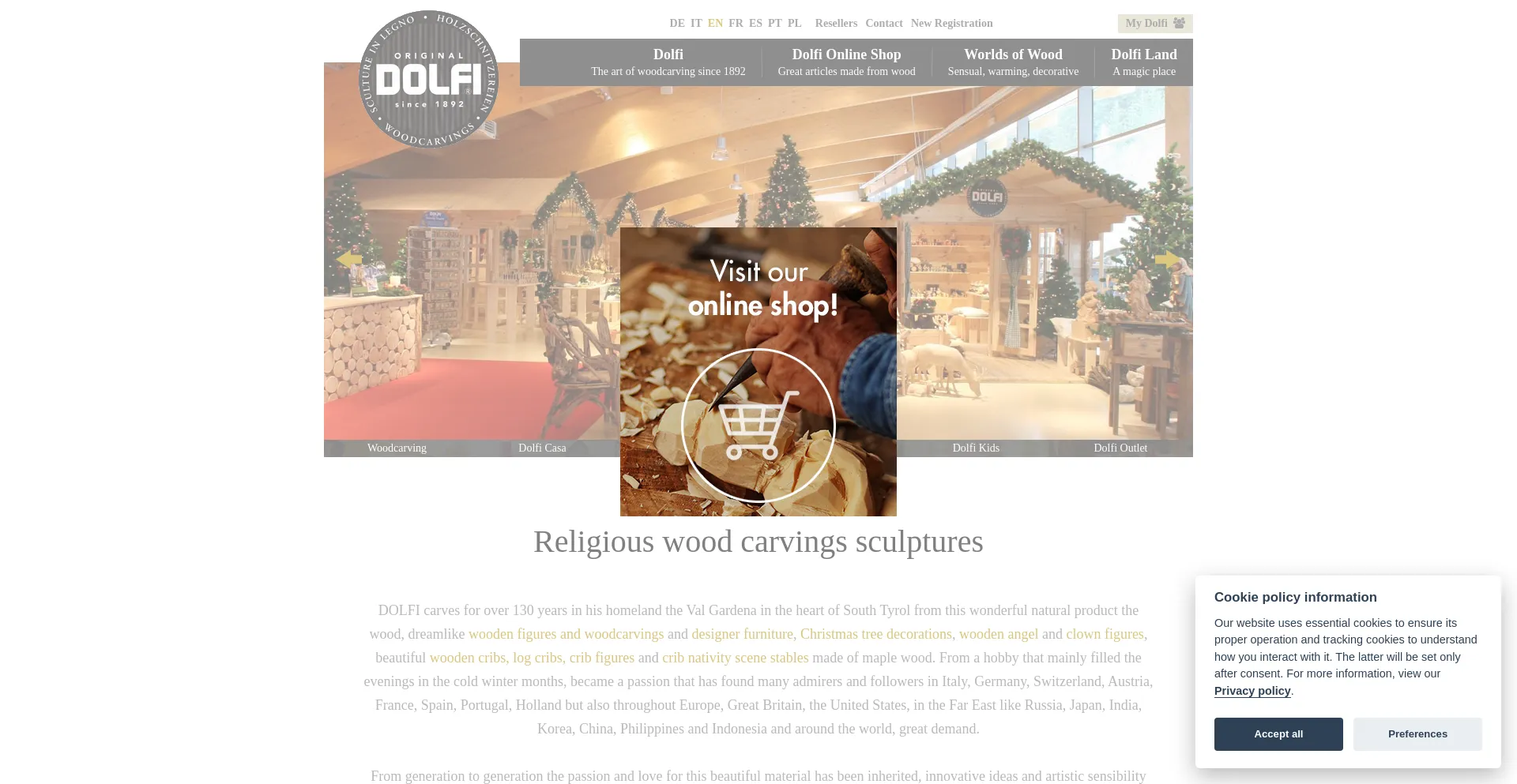 Website screenshot of Dolfi.com