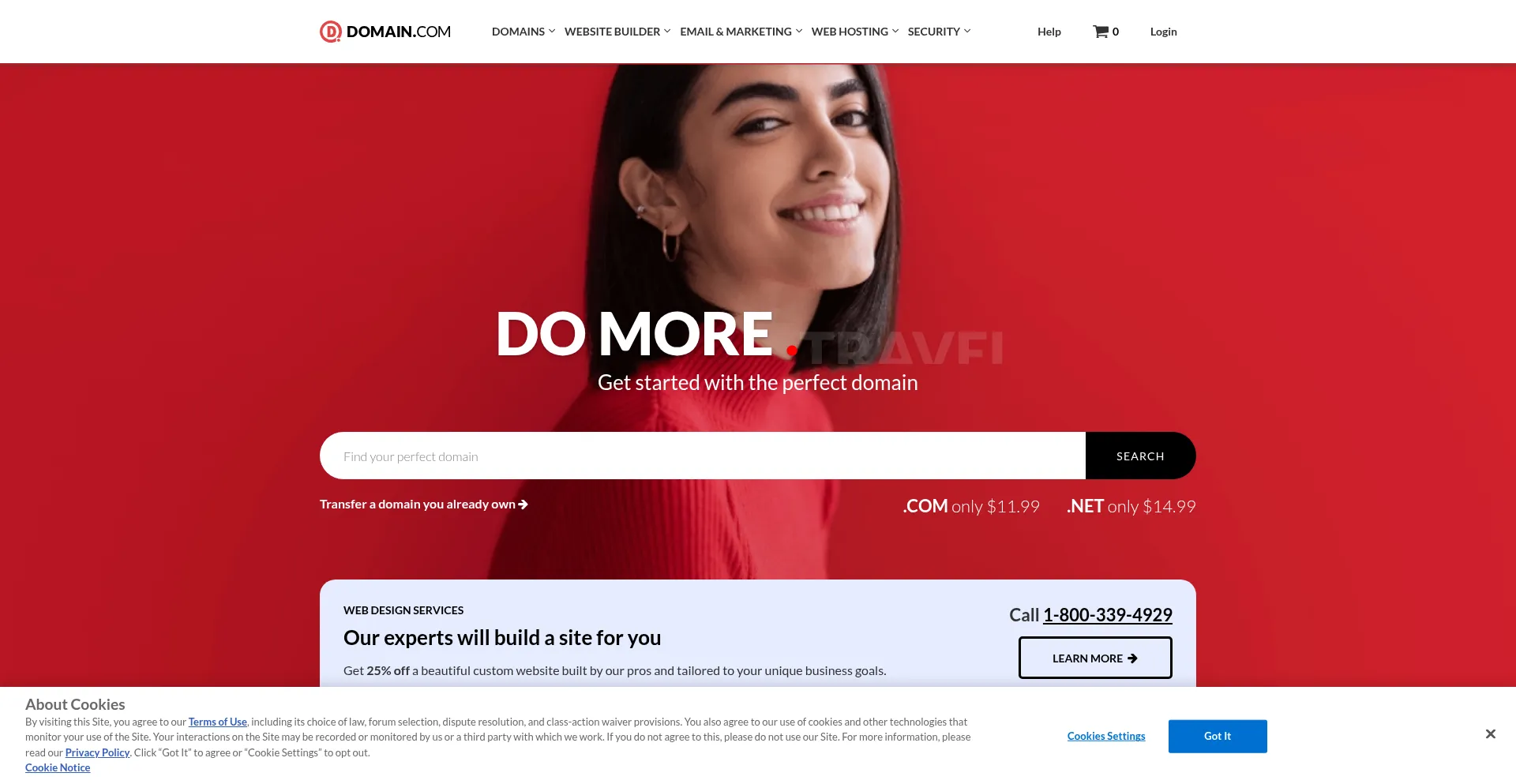 Website screenshot of Domain.com