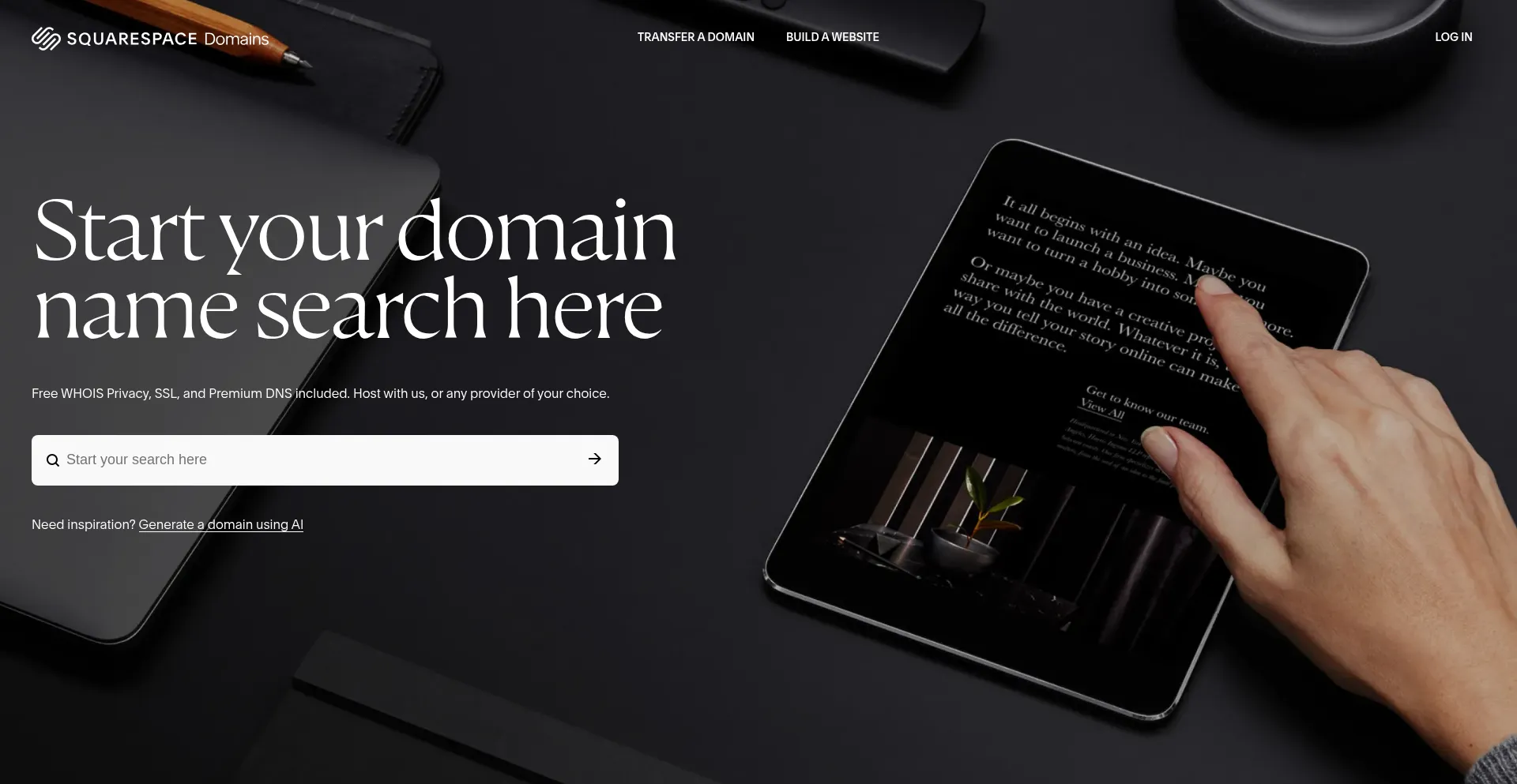 Website screenshot of Domains.squarespace.com