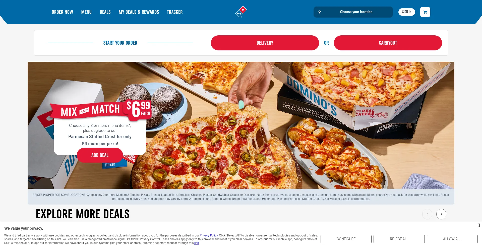 Dominos.com Screenshot