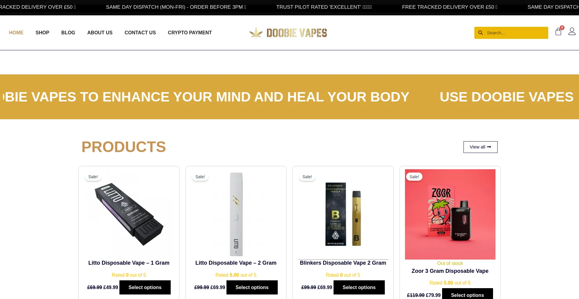 Website screenshot of Doobievapes.co.uk