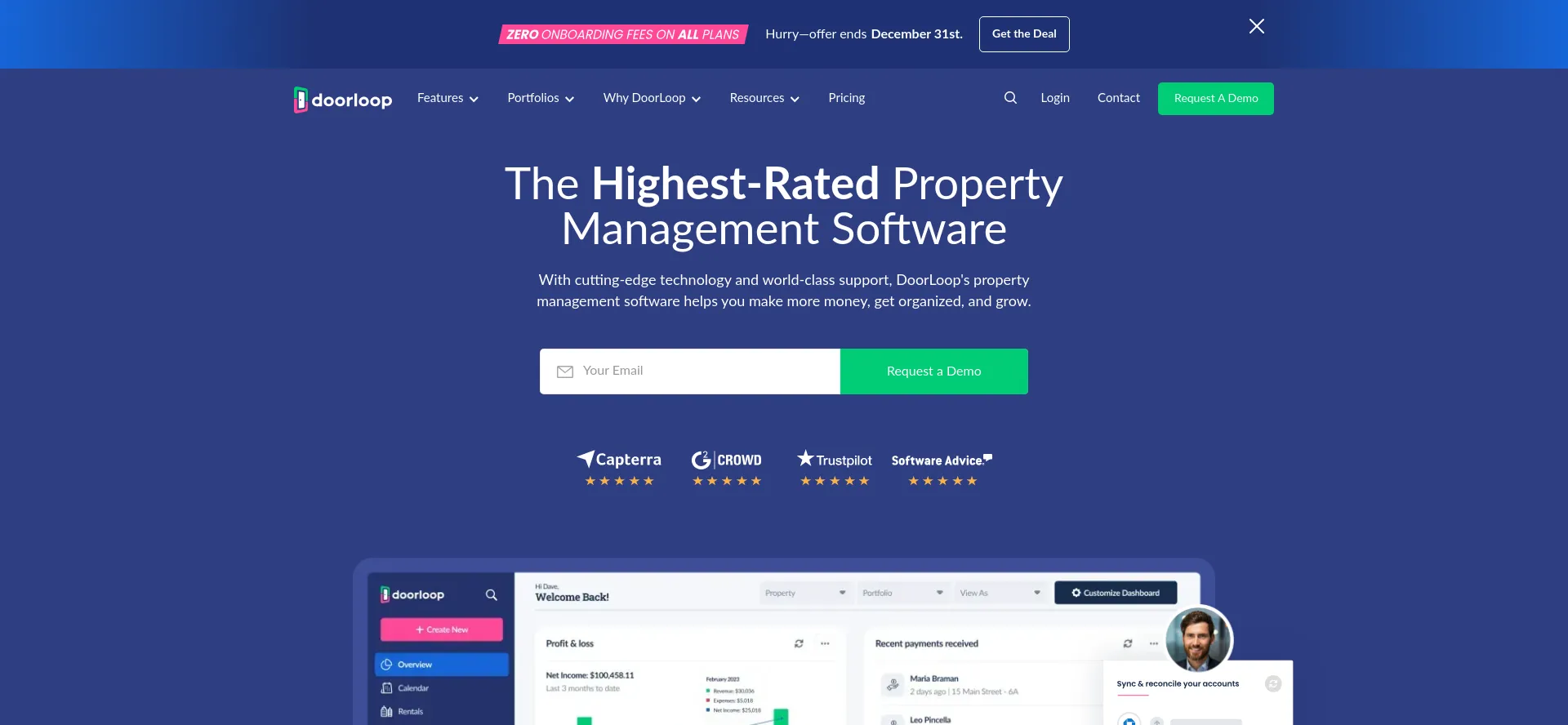 Website screenshot of Doorloop.com