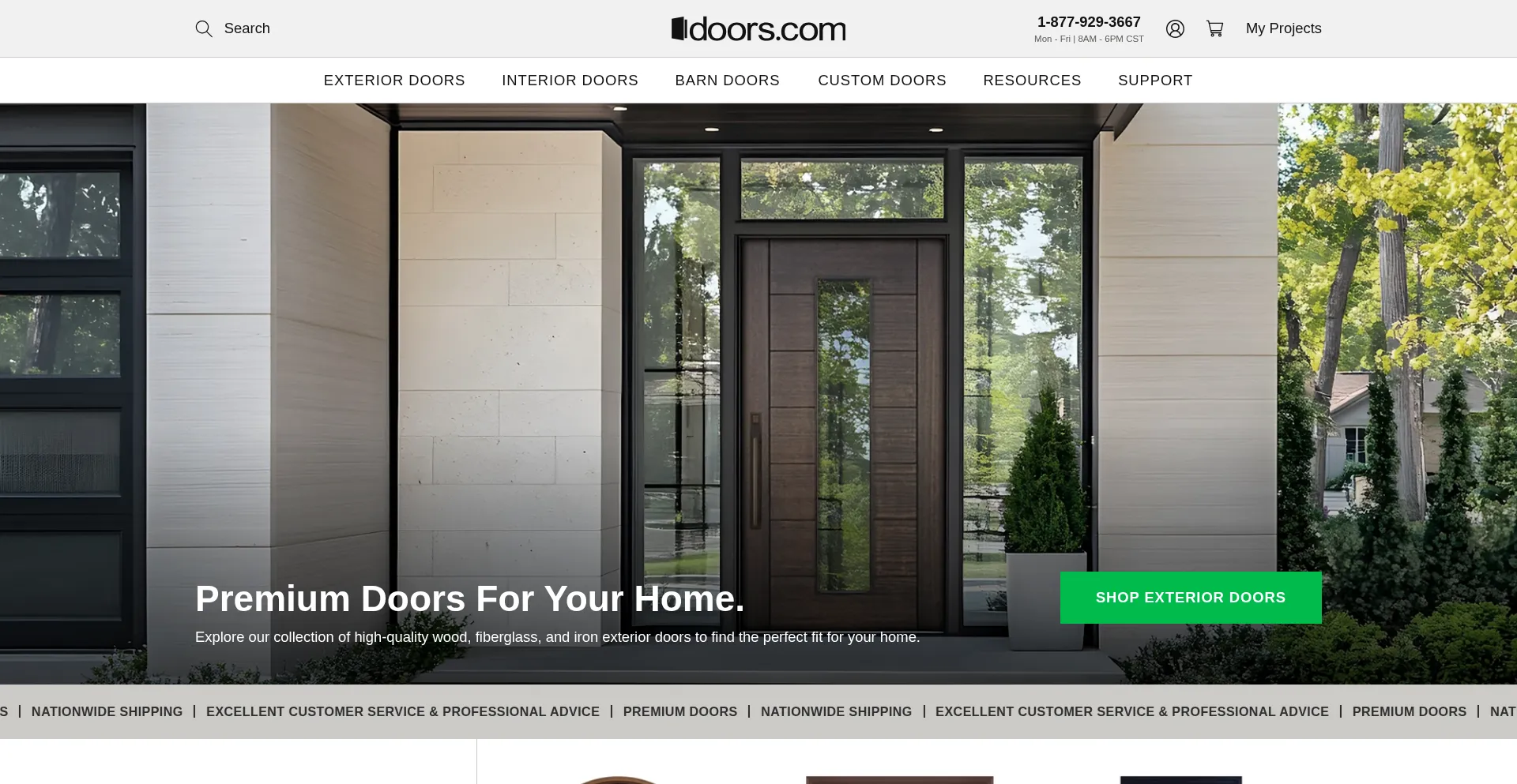 Website screenshot of Doors.com