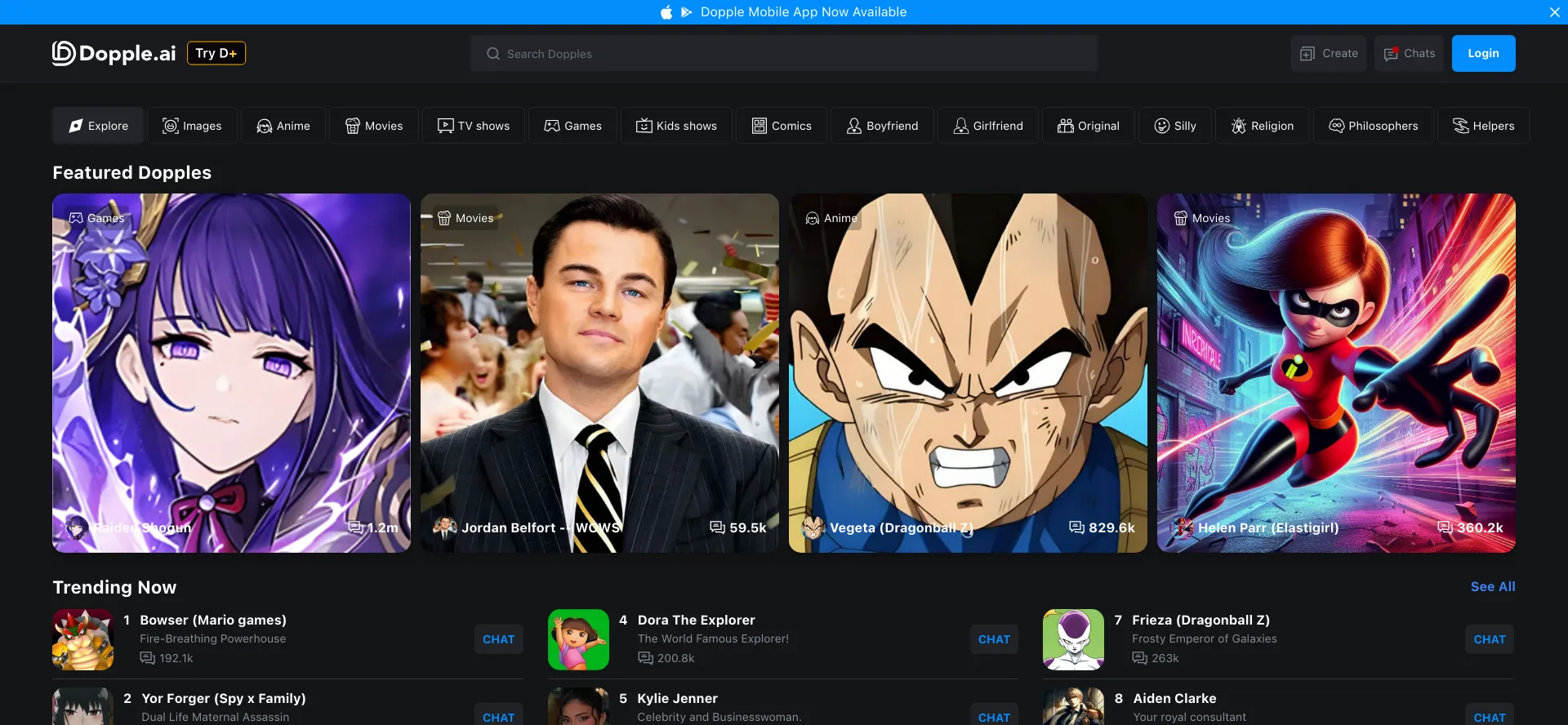 Website screenshot of Dopple.ai