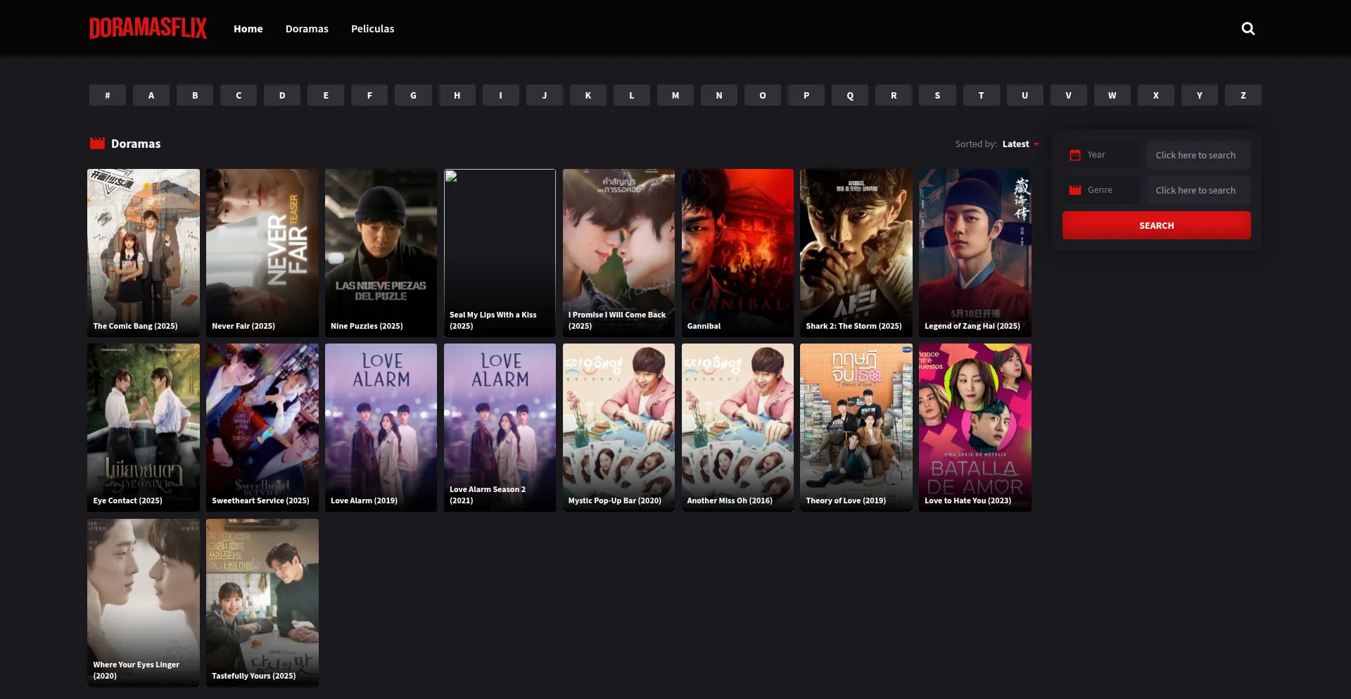 Website screenshot of Doramasflix.lv
