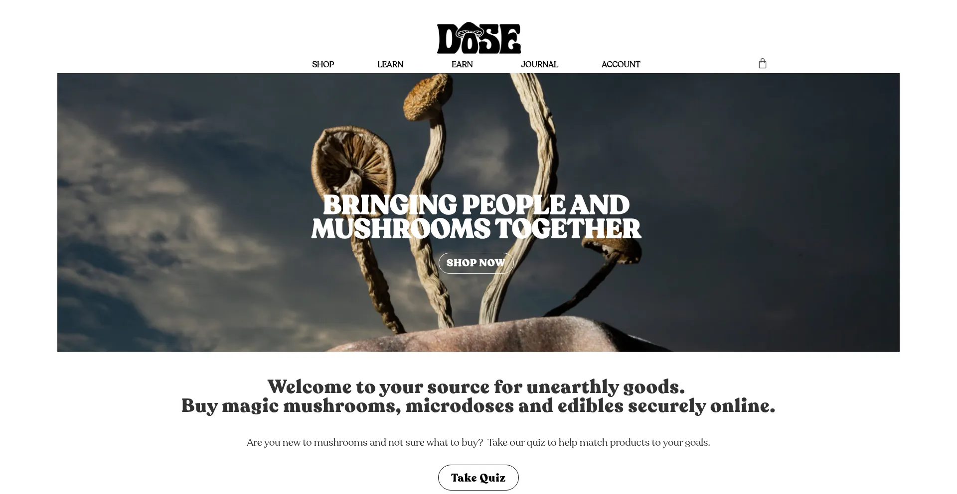 Website screenshot of Dose.land