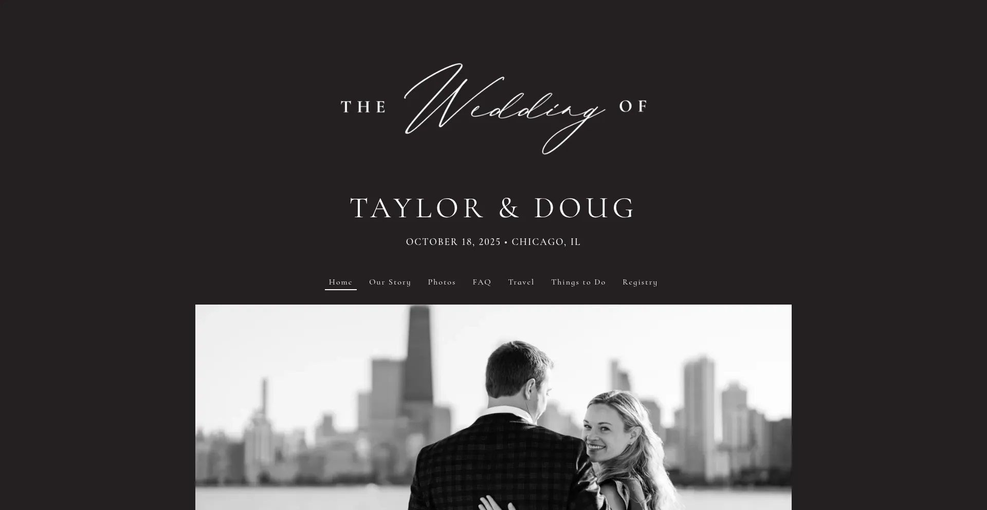 Website screenshot of Dougandtaylor.wedding