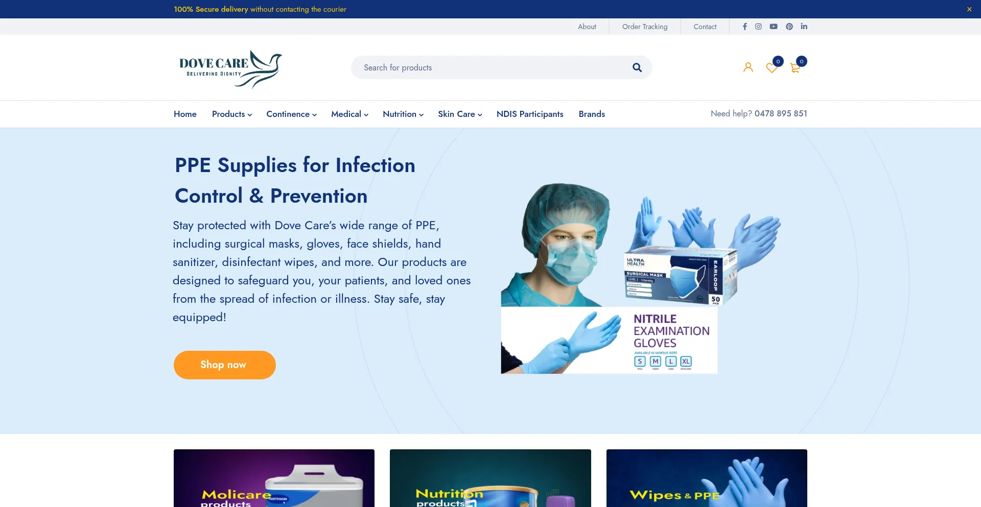 Website screenshot of Dovecaregroup.com.au