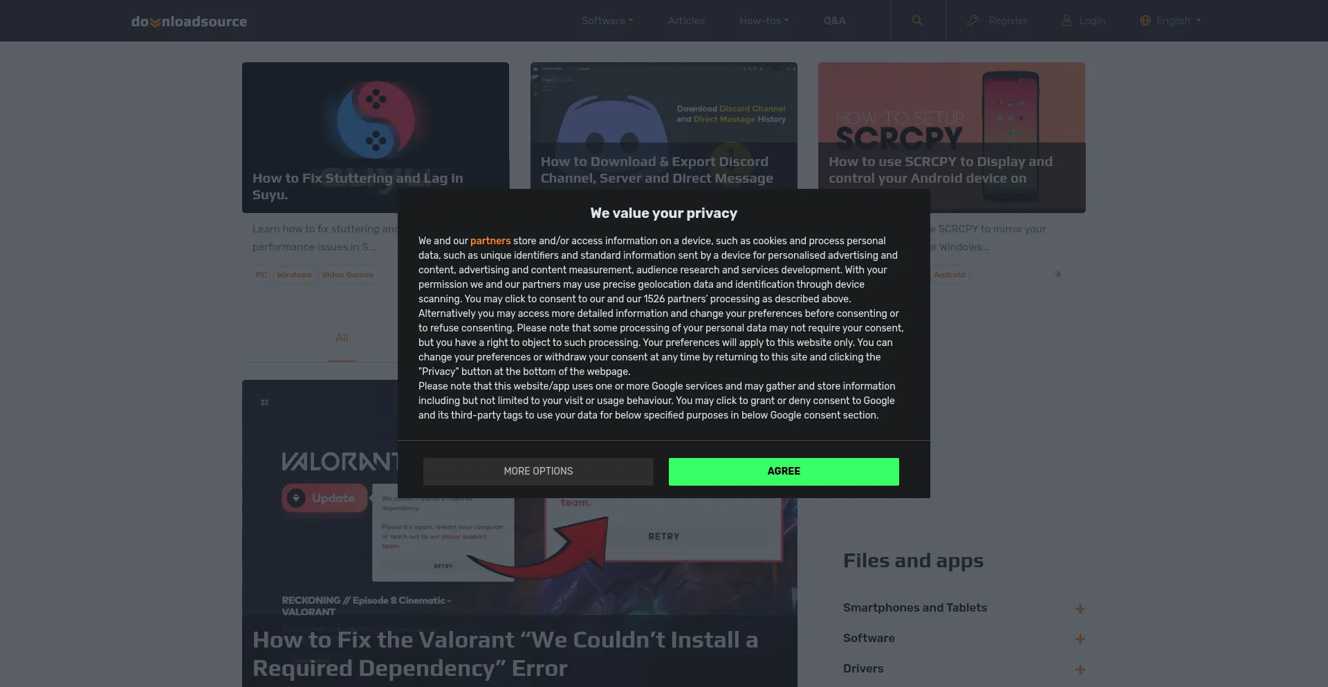 Website screenshot of Downloadsource.net