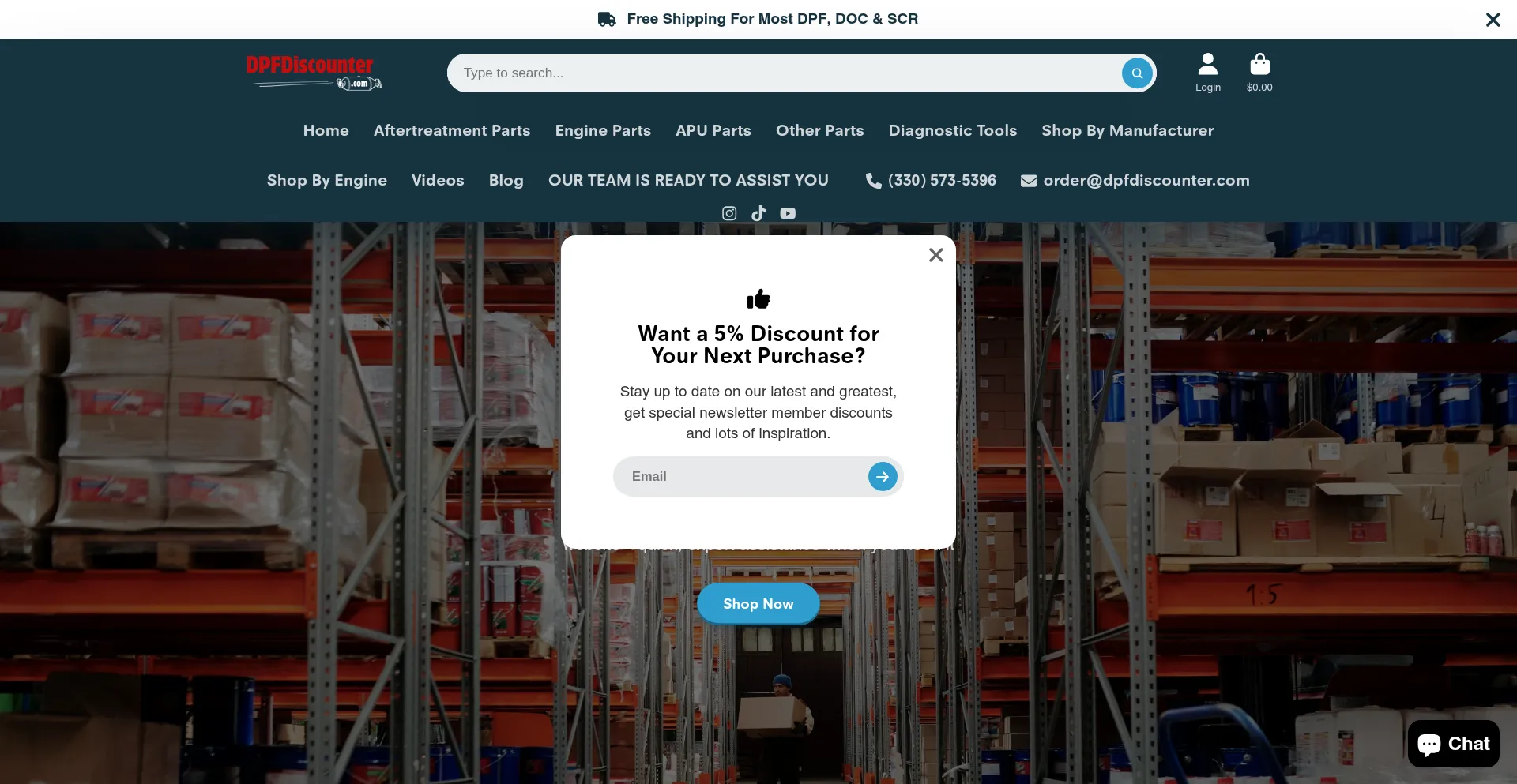 Website screenshot of Dpfdiscounter.com