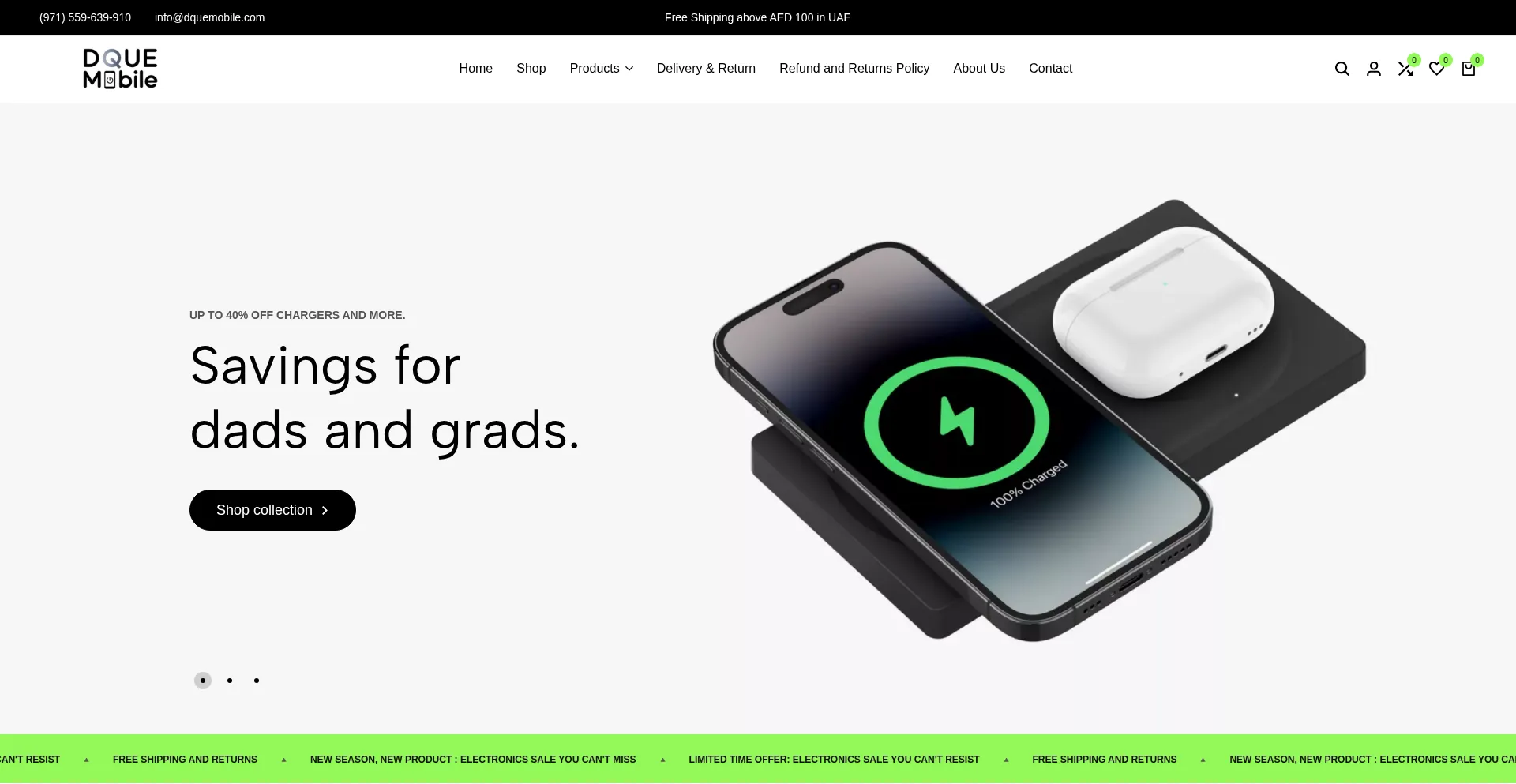 Website screenshot of Dquemobile.com