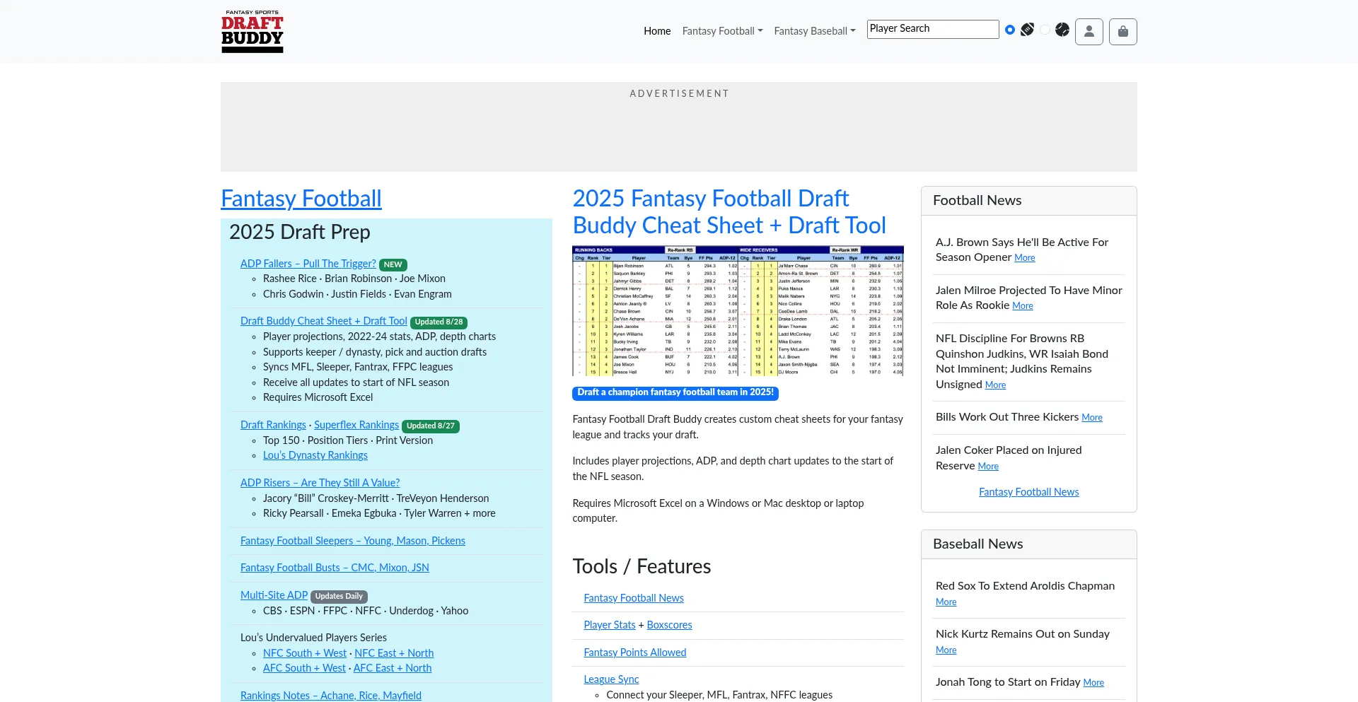 Website screenshot of Draftbuddy.com