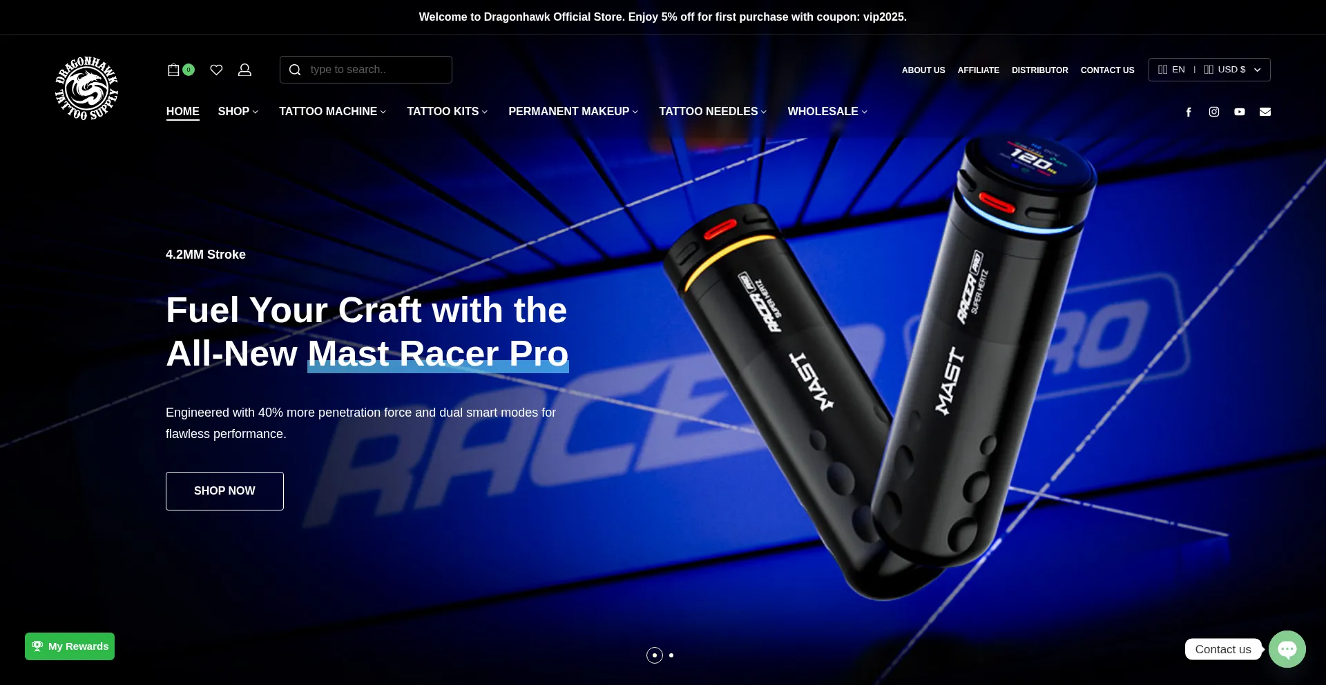 Website screenshot of Dragonhawkofficial.com