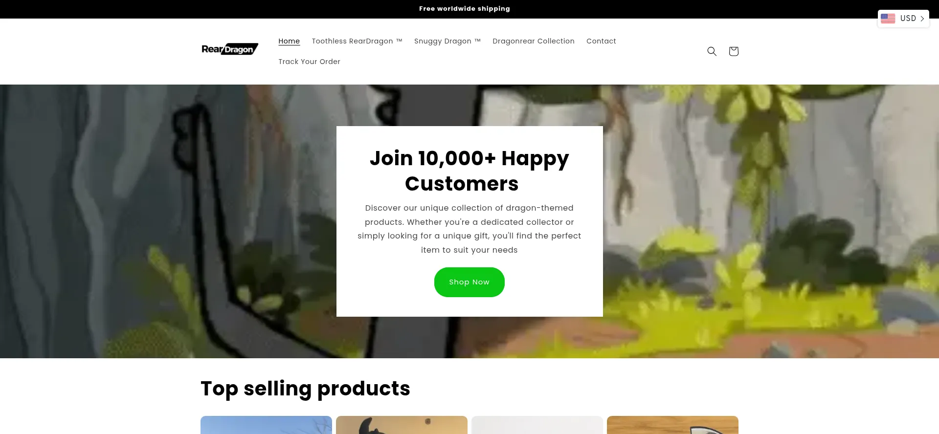 Website screenshot of Dragonrear.com