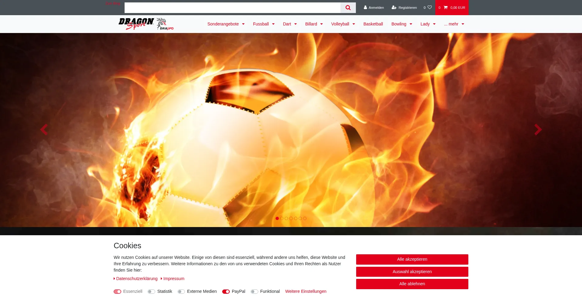 Website screenshot of Dragonsport.eu