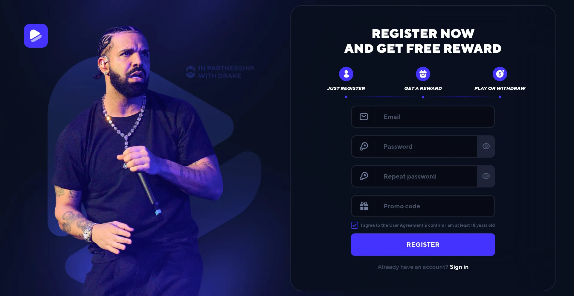 Website screenshot of Drakebet.vip