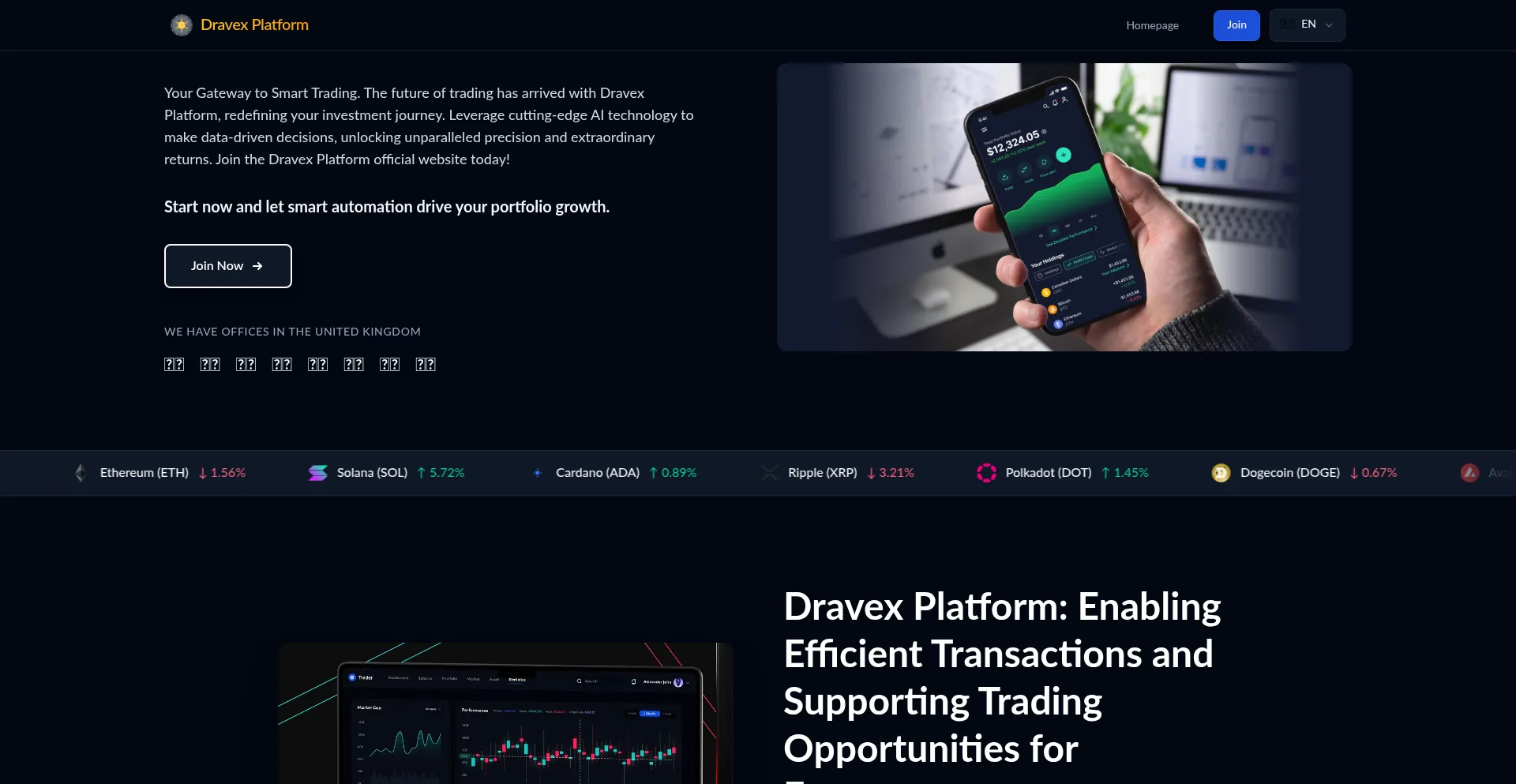 Website screenshot of Dravexplatform.net