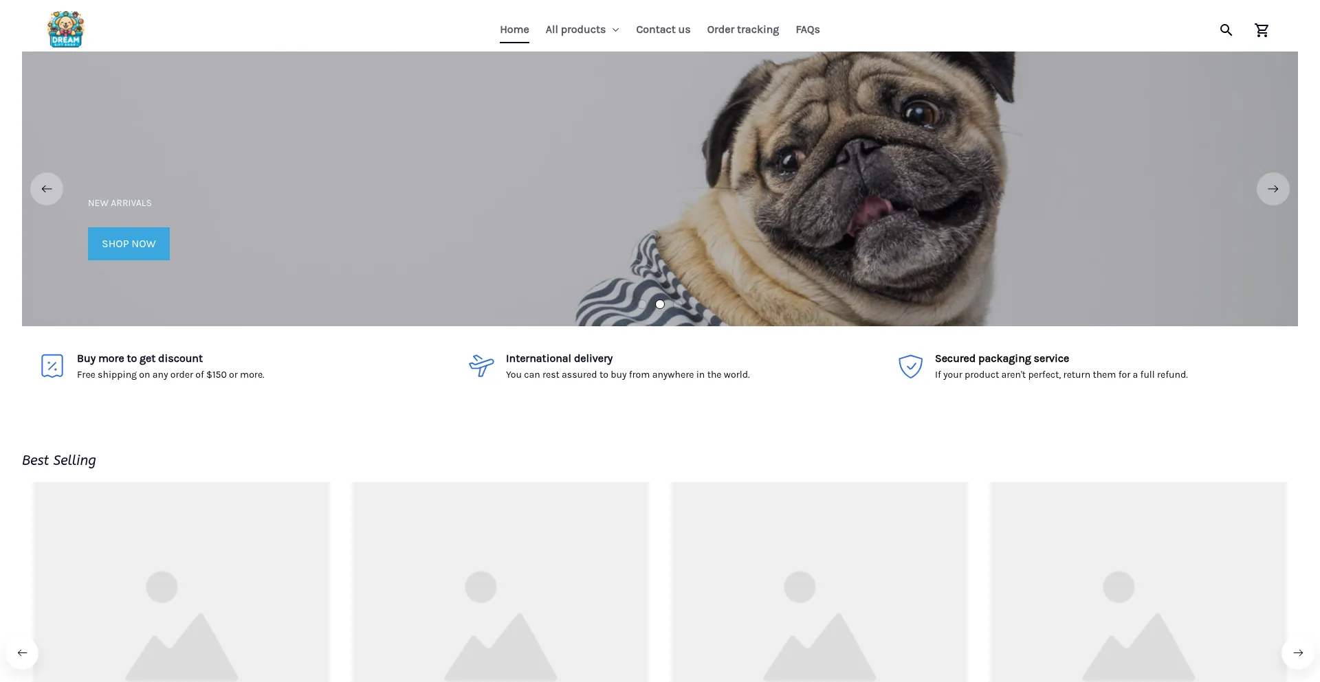 Website screenshot of Dream-gifts-shop.com