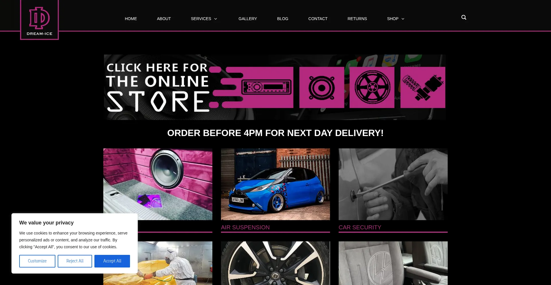 Website screenshot of Dream-ice.co.uk