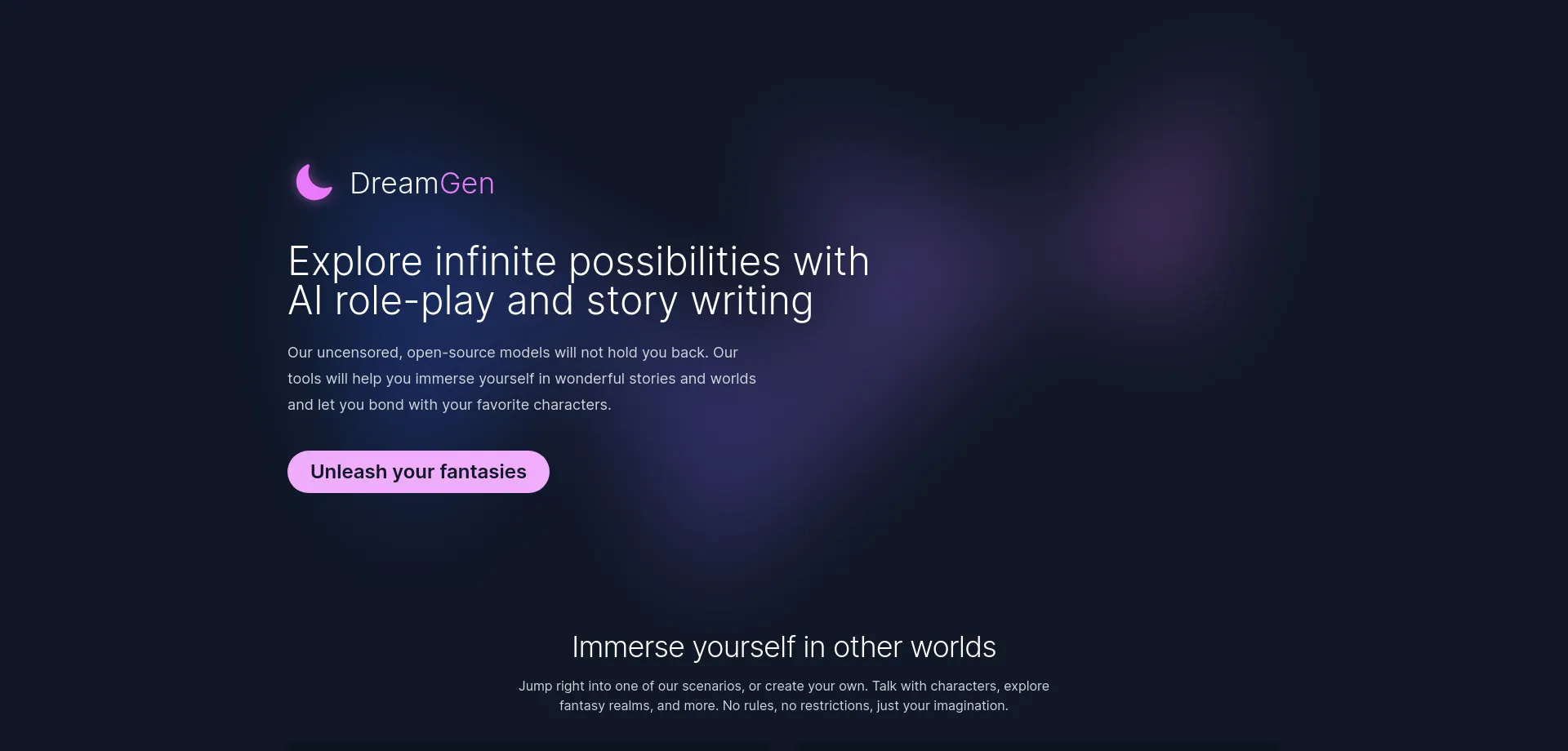 Website screenshot of Dreamgen.com