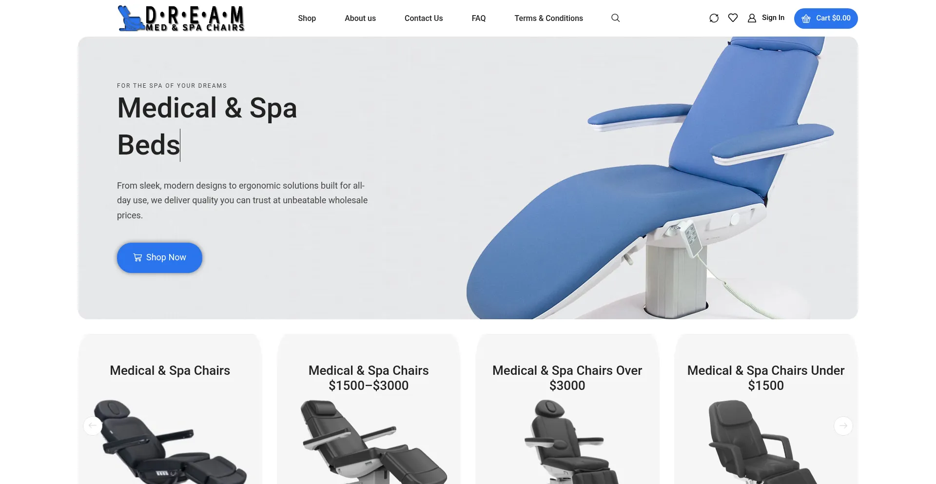 Dreammedchairs.com Screenshot