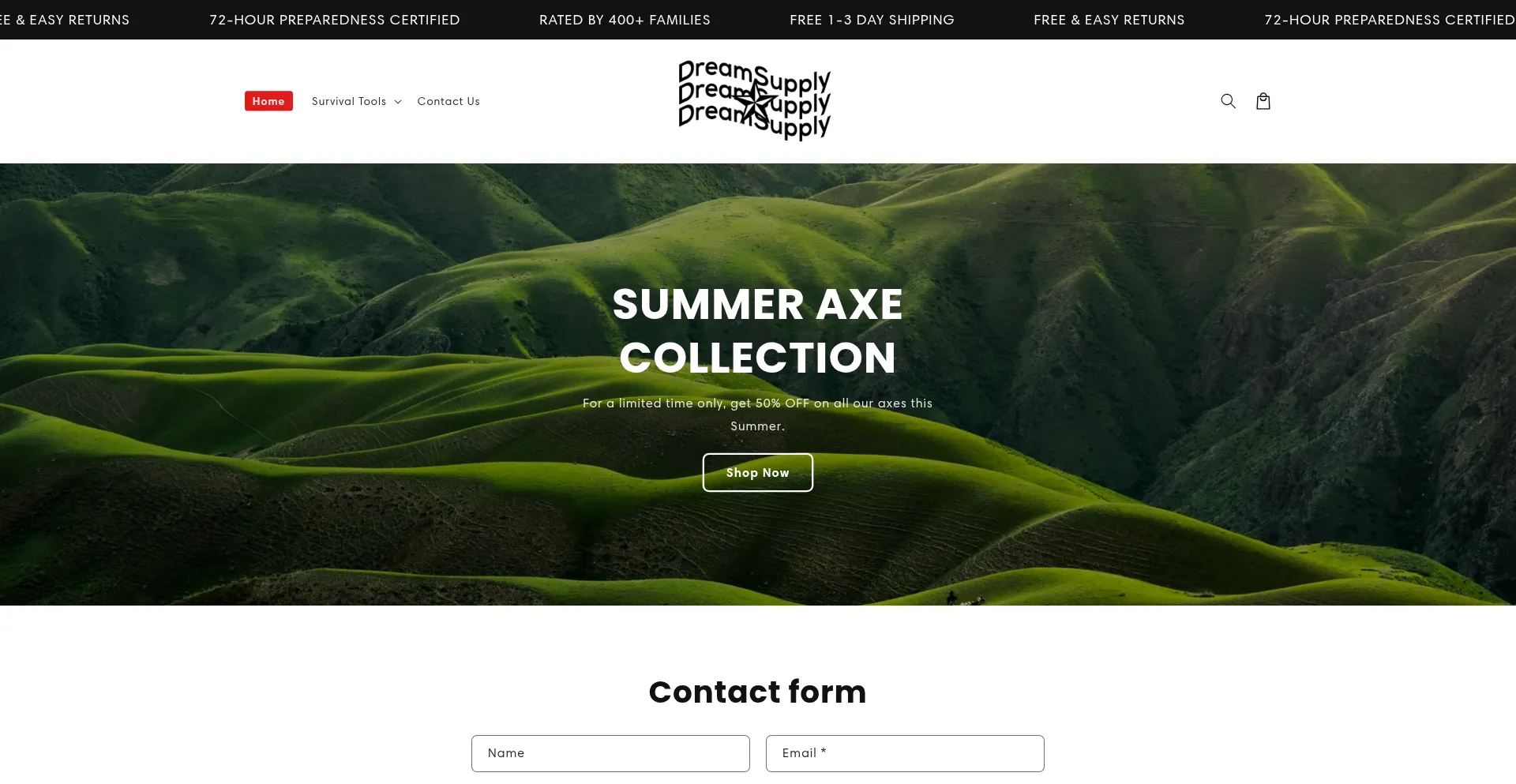 Website screenshot of Dreamssupply.com
