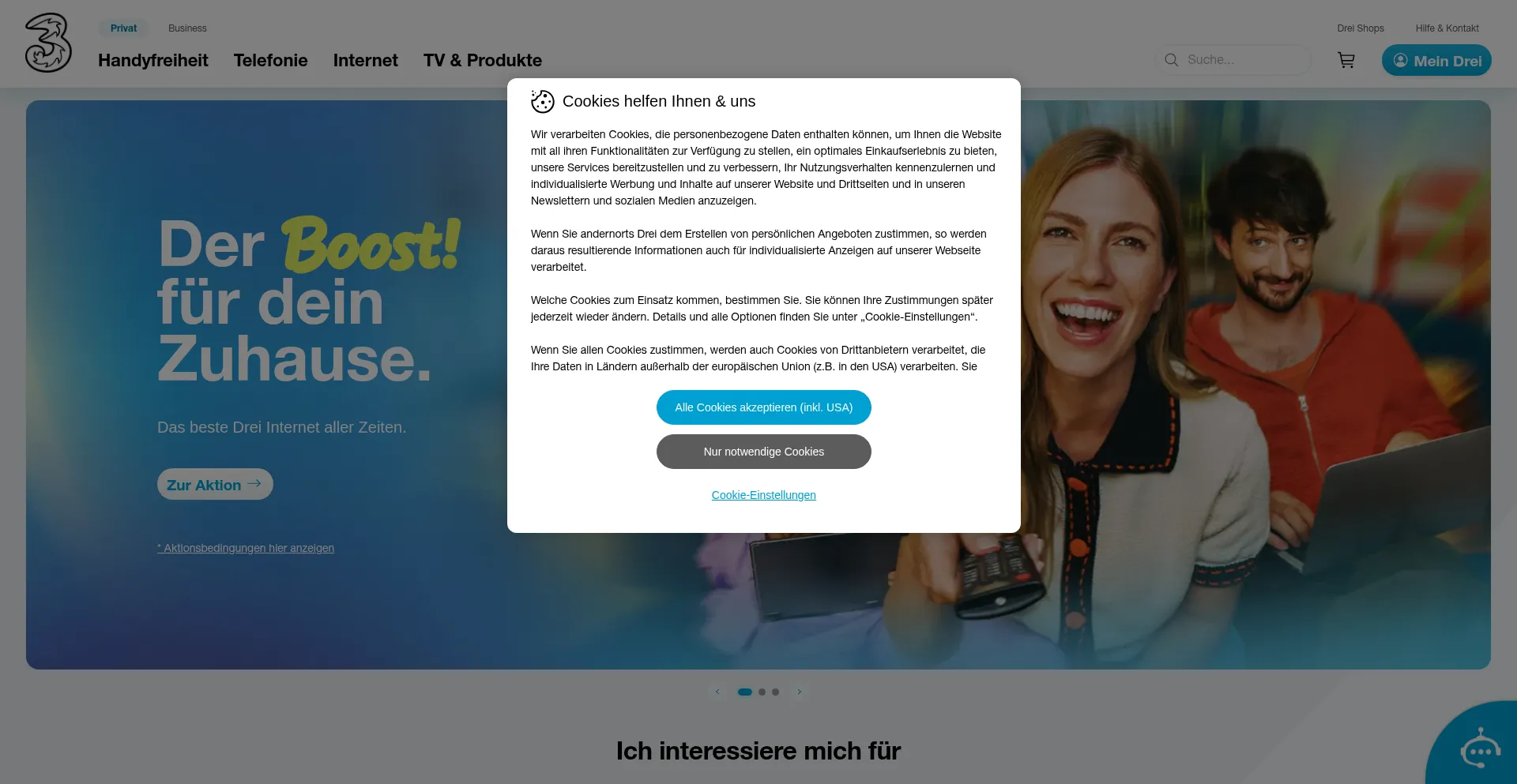 Drei.at Screenshot