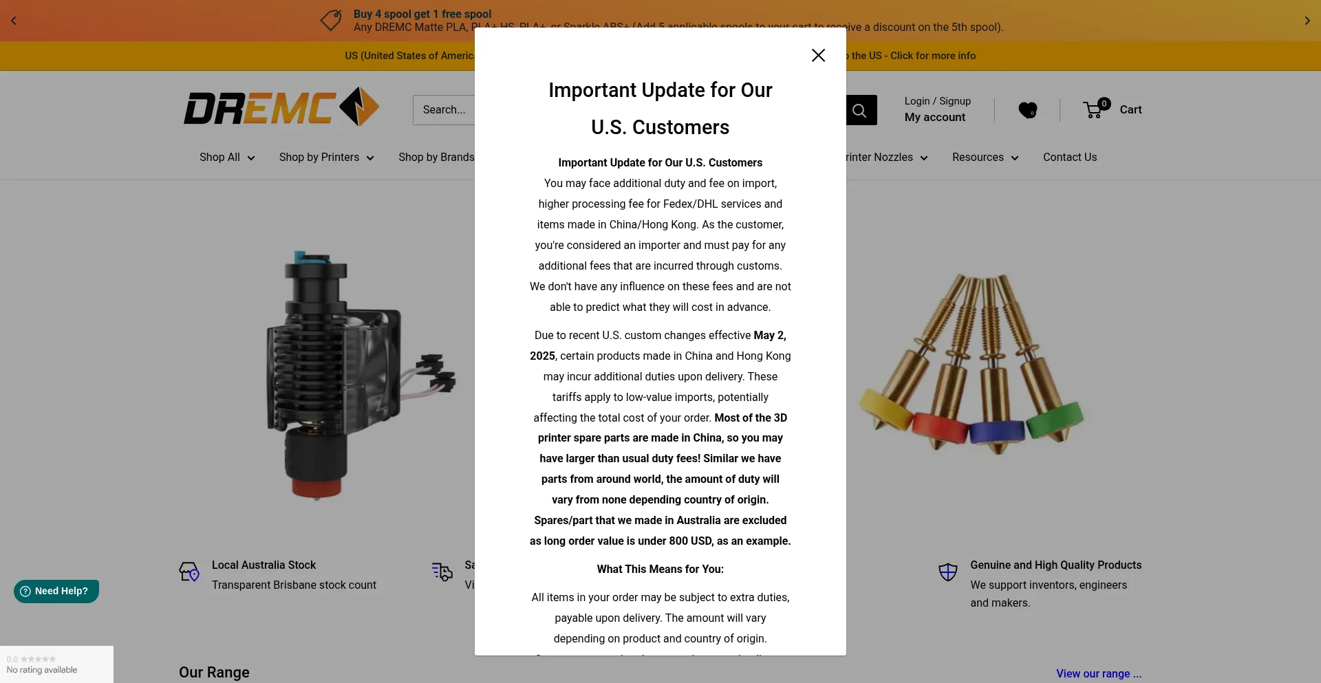 Website screenshot of Dremc.com.au