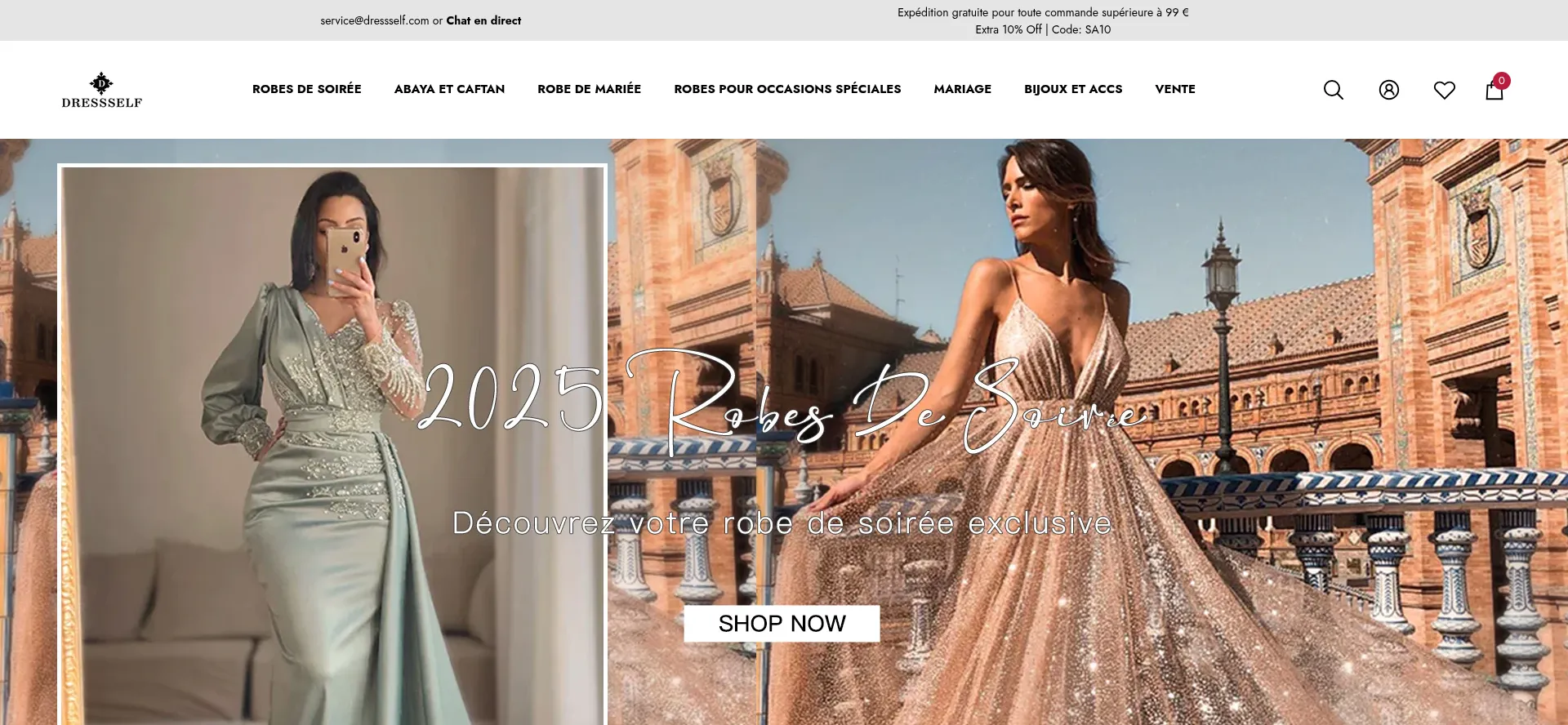Website screenshot of Dressself.com
