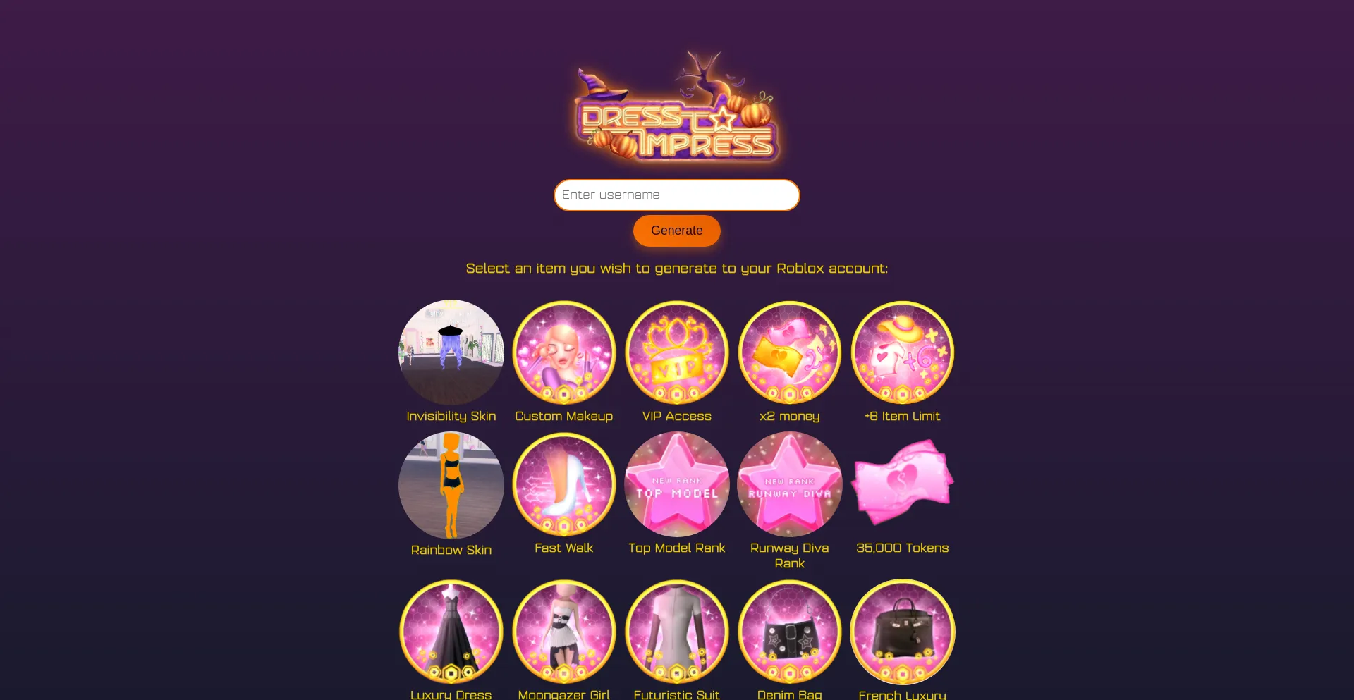 Website screenshot of Dresstoimpress.netlify.app