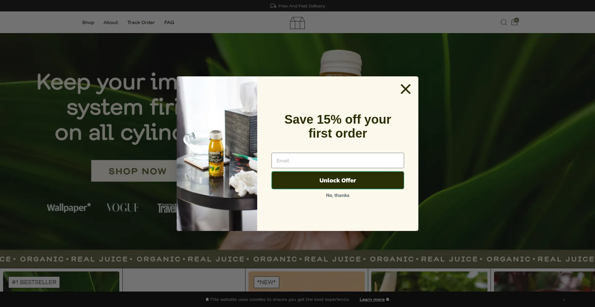 Website screenshot of Drinkgreenhouse.com
