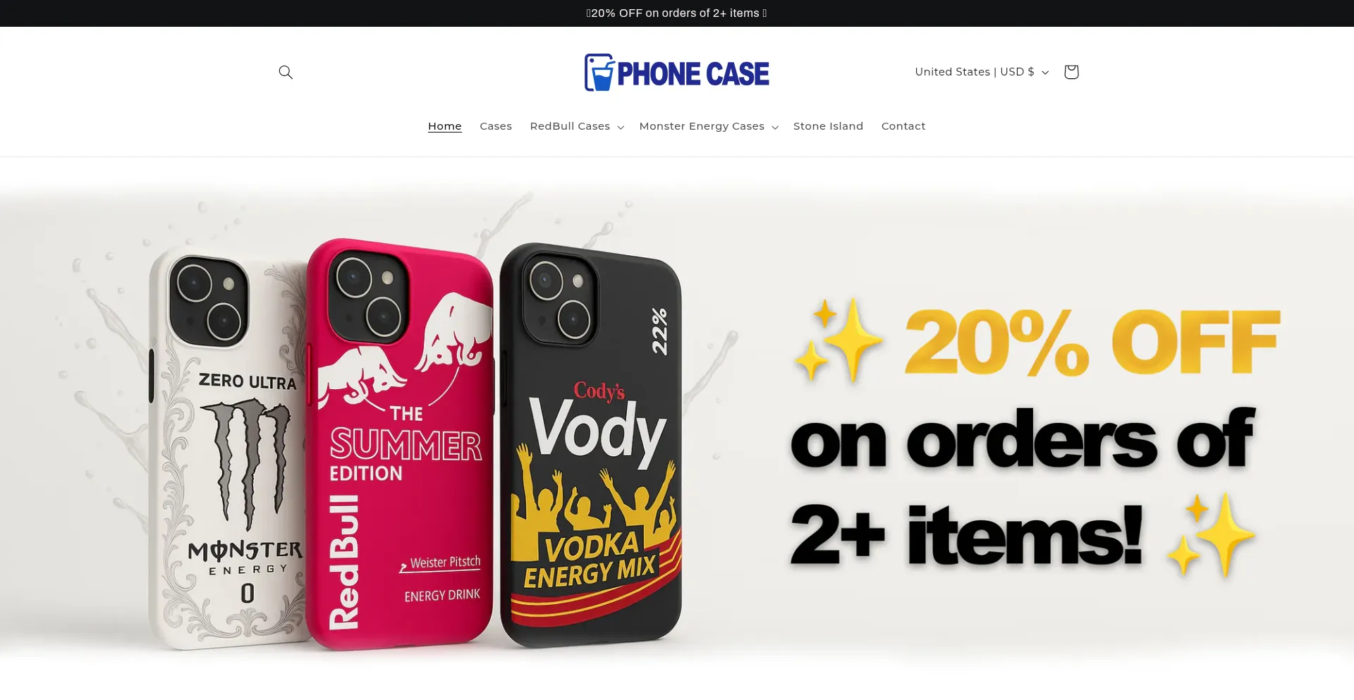 Website screenshot of Drinkphonecase.com