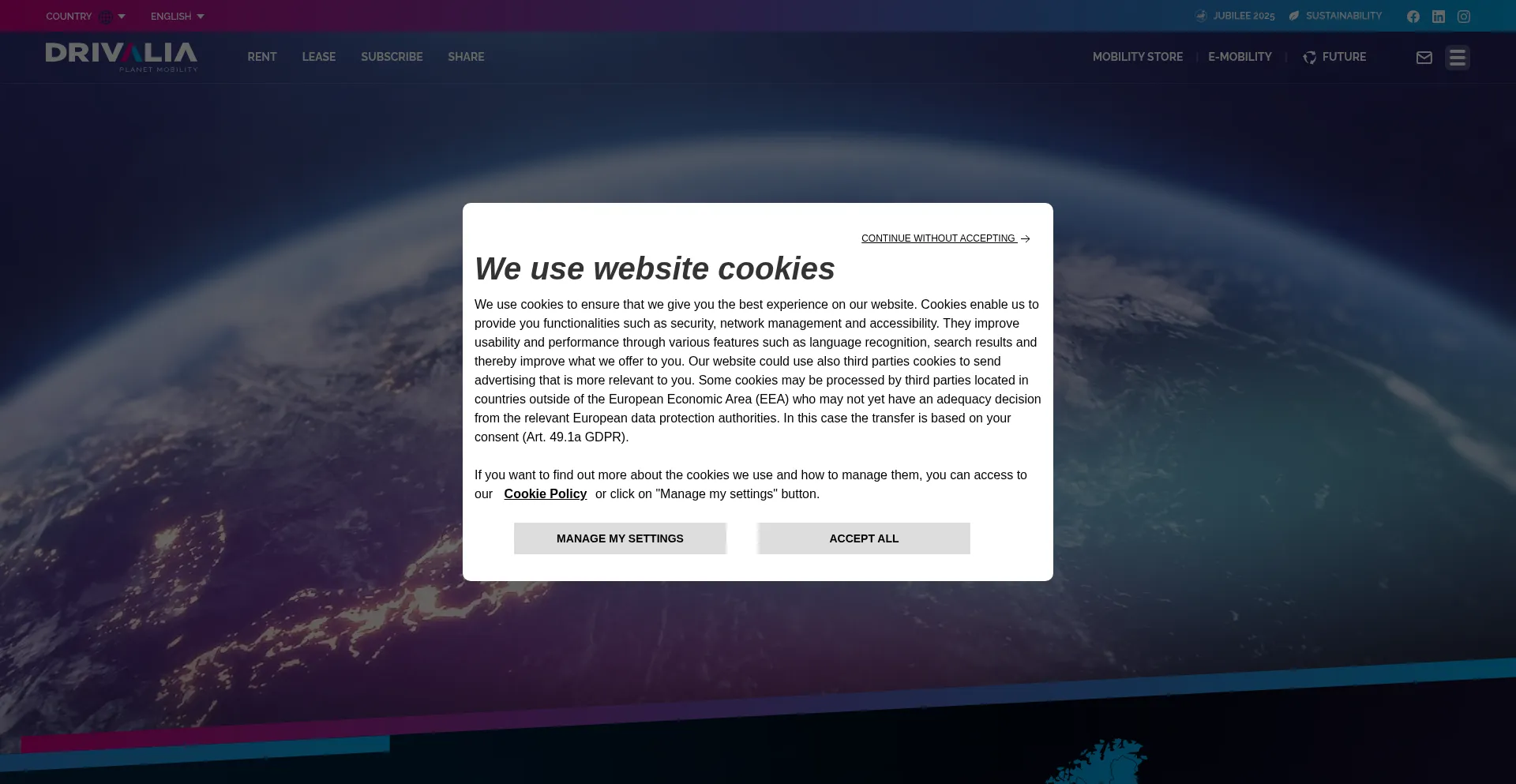 Website screenshot of Drivalia.com