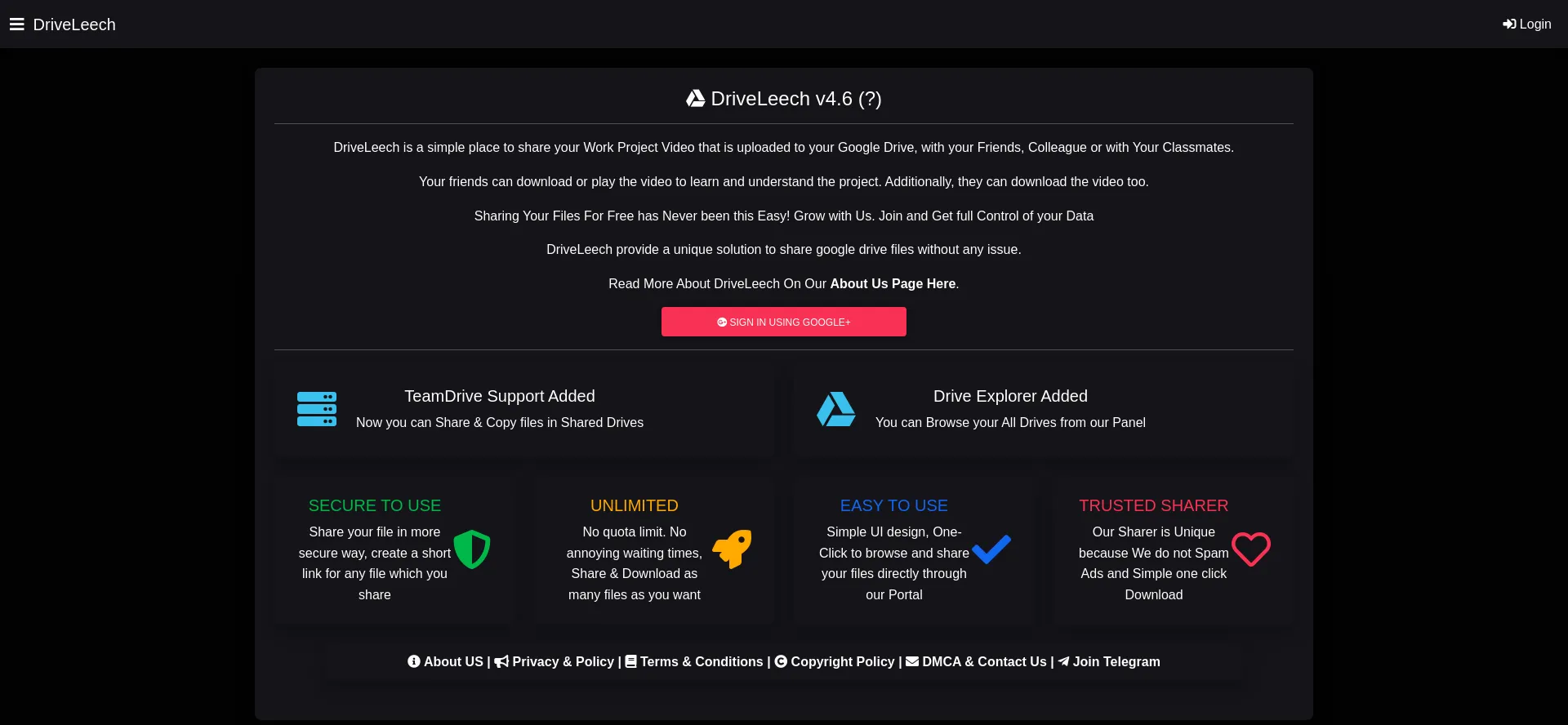 Website screenshot of Driveleech.org