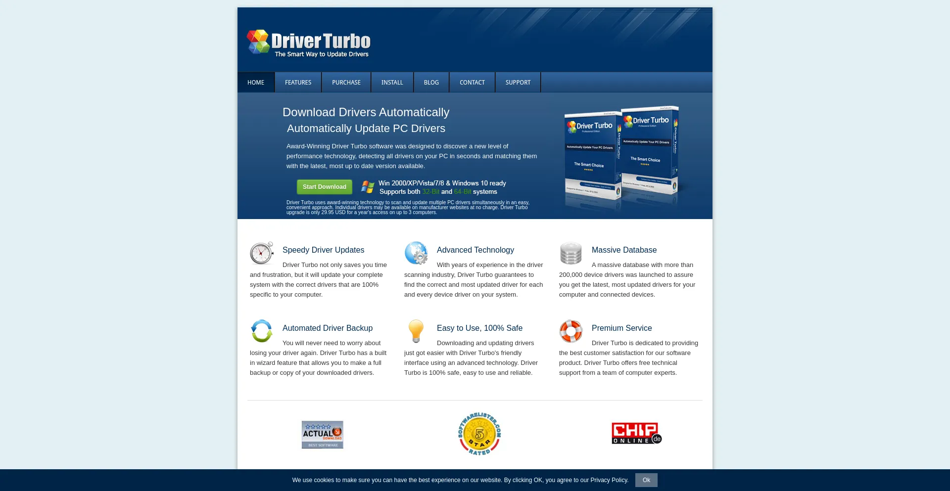 Website screenshot of Driverturbo.com