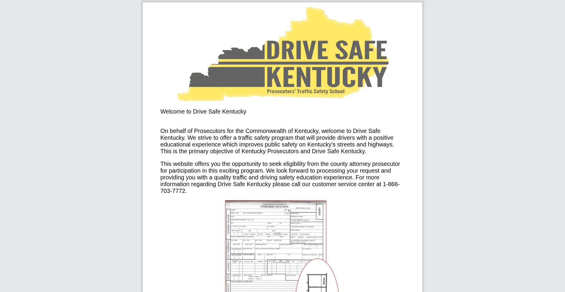 Website screenshot of Drivesafeky.com
