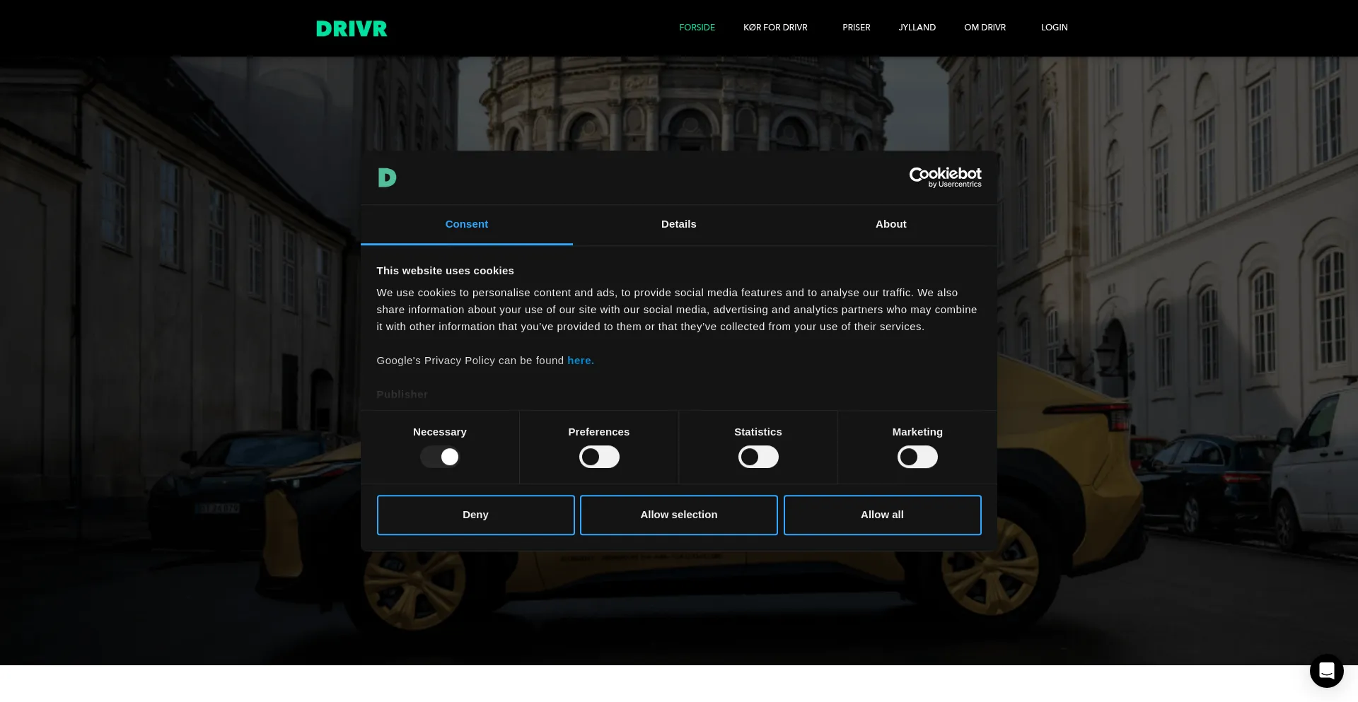 Website screenshot of Drivr.com