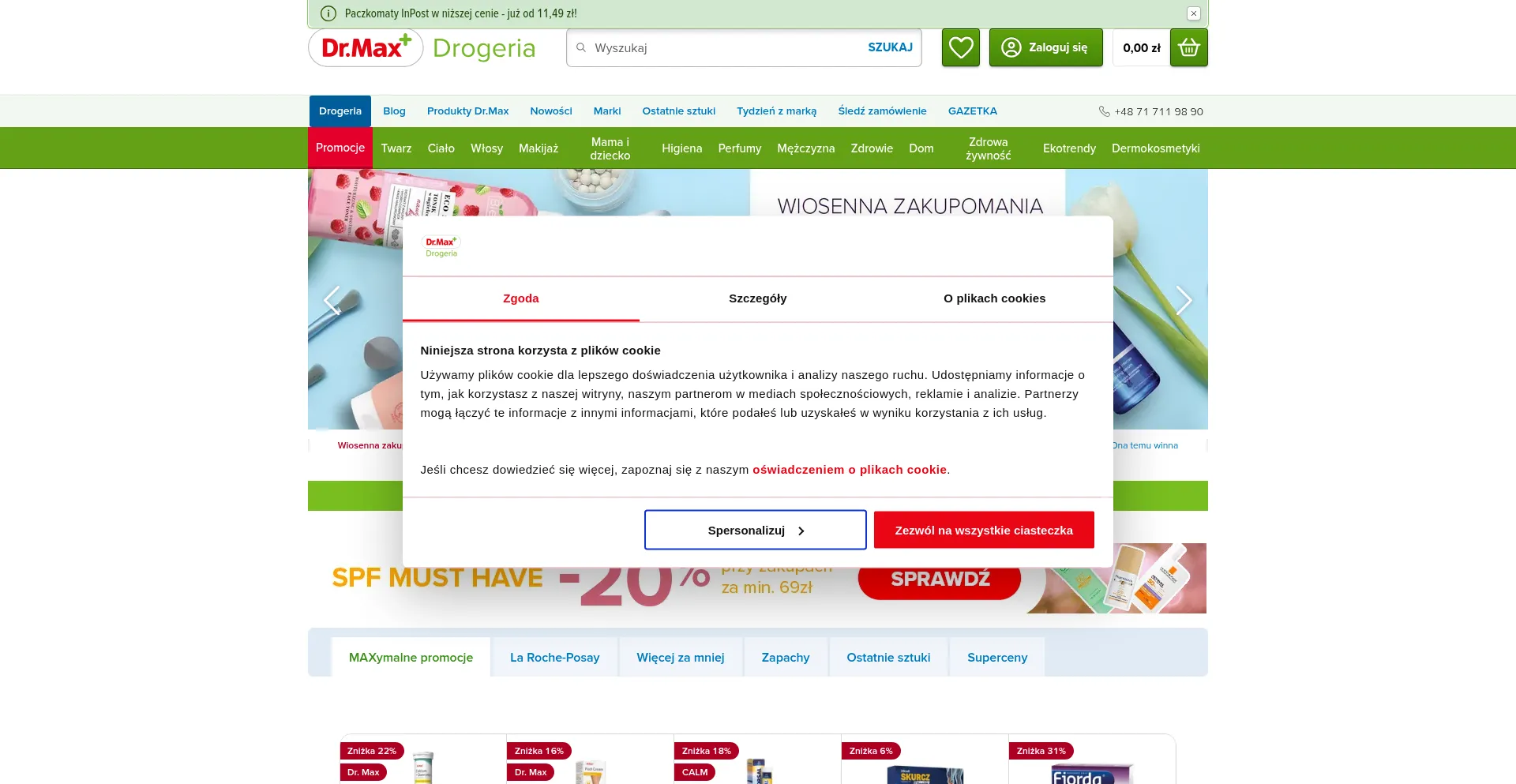 Website screenshot of Drmaxdrogeria.pl