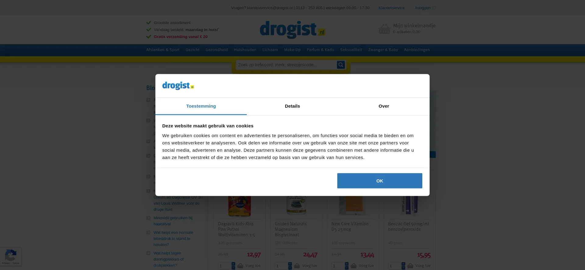 Website screenshot of Drogist.nl