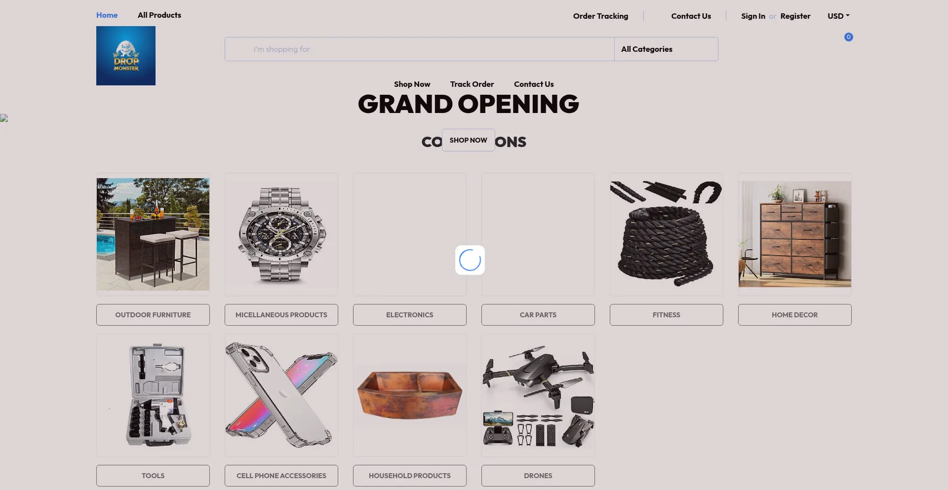 Website screenshot of Drop-monster.com
