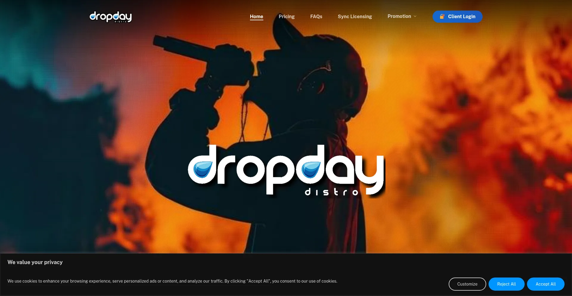 Website screenshot of Dropdaydistro.com